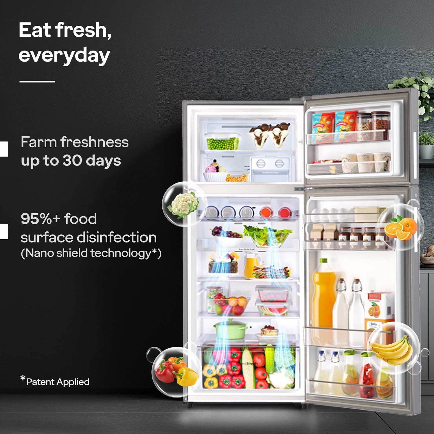 Image of Godrej 436 L Frost Free Double Door 2 Star Refrigerator with AI Tech, Digital Inverter, And 95%+ Food Surface Disinfection