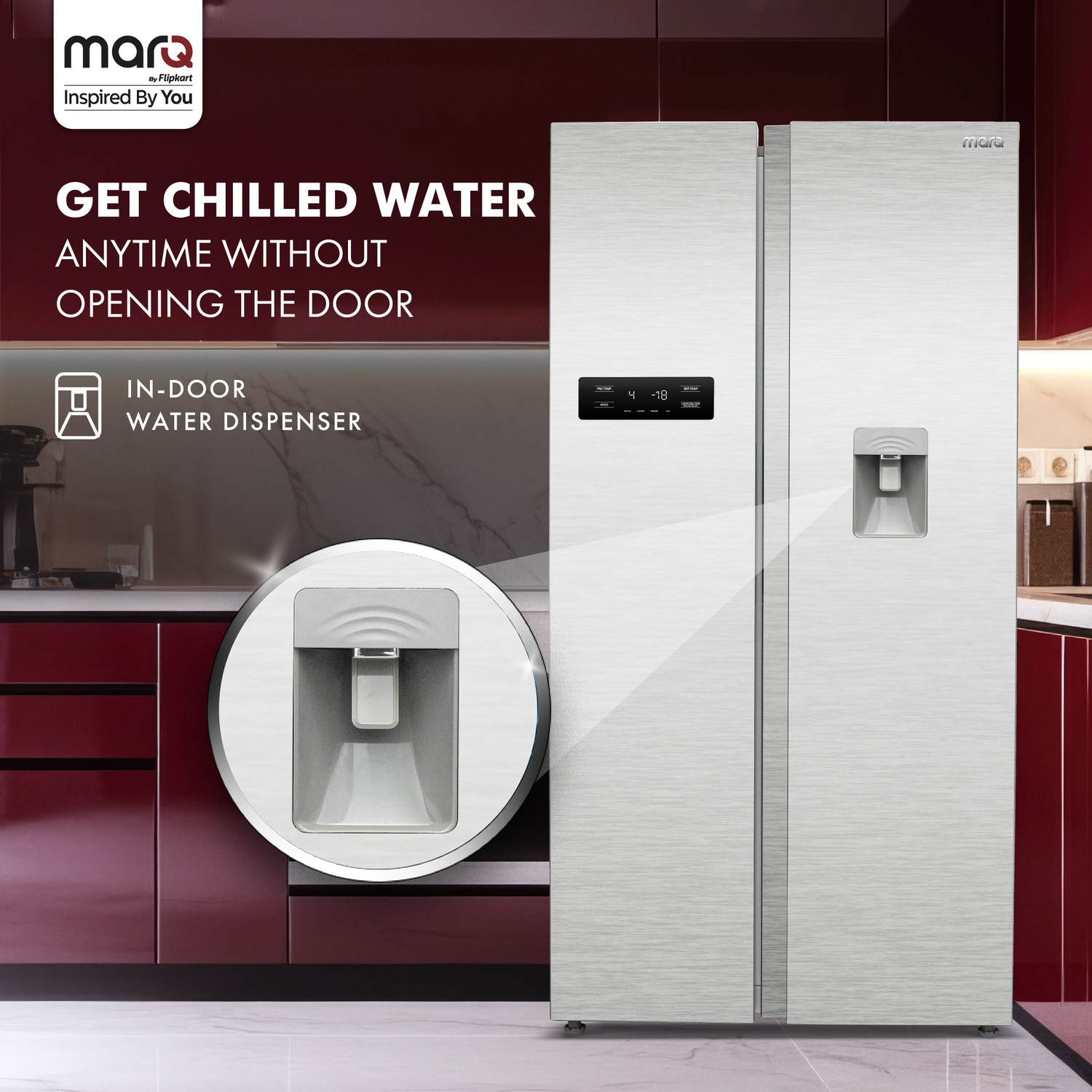 Image of MarQ by Flipkart 584 L Frost Free Side by Side Refrigerator with Water Dispenser, Fresh Lock and Multi Airflow Technology