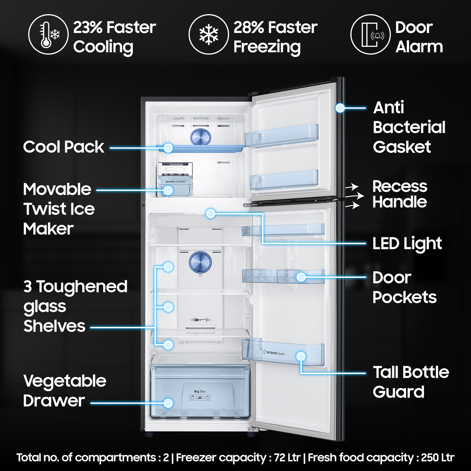 Image of Samsung 322 L Frost Free Double Door 3 Star Convertible Refrigerator