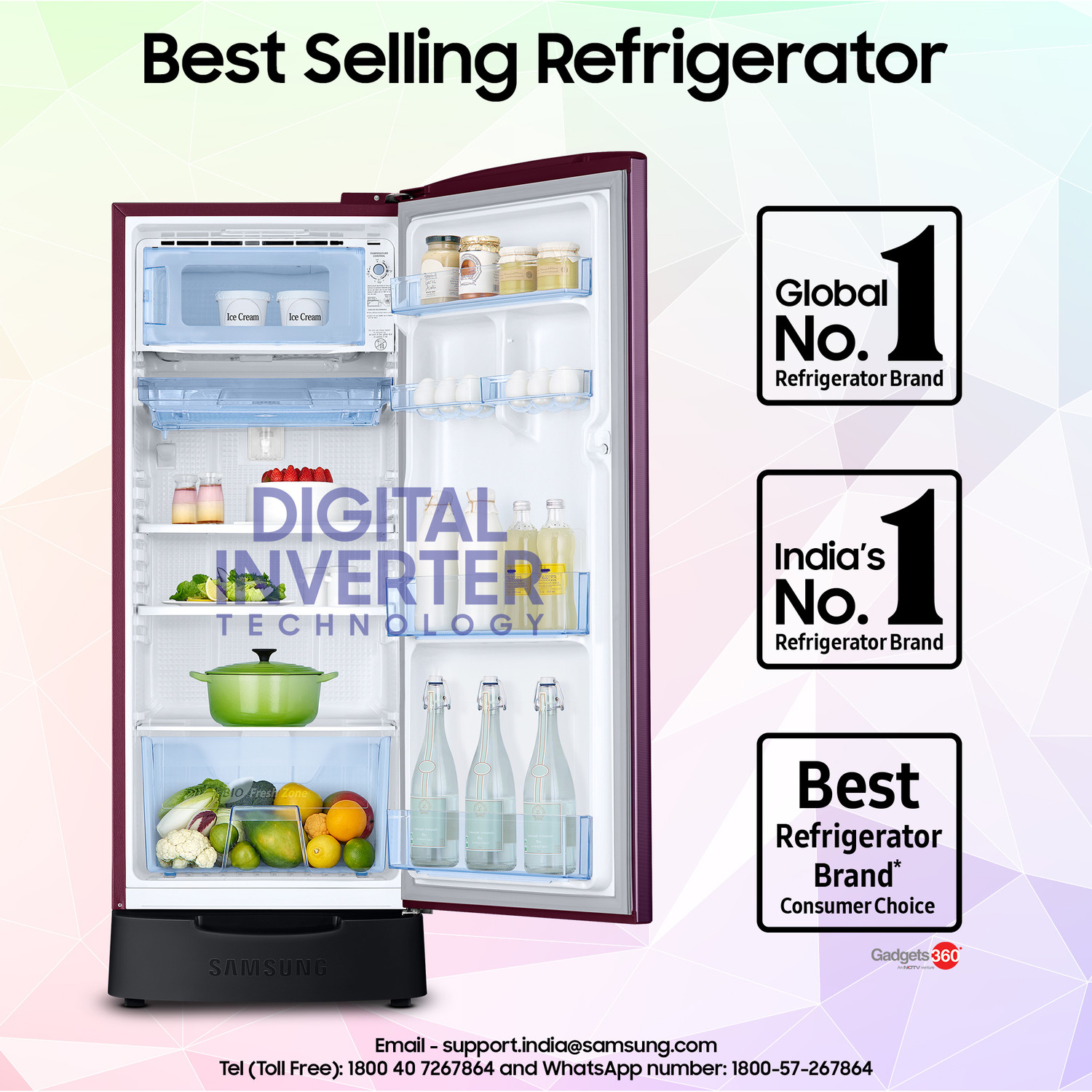 Image of Samsung 183 L Direct Cool Single Door 4 Star Refrigerator with Base Drawer with Digital Inverter