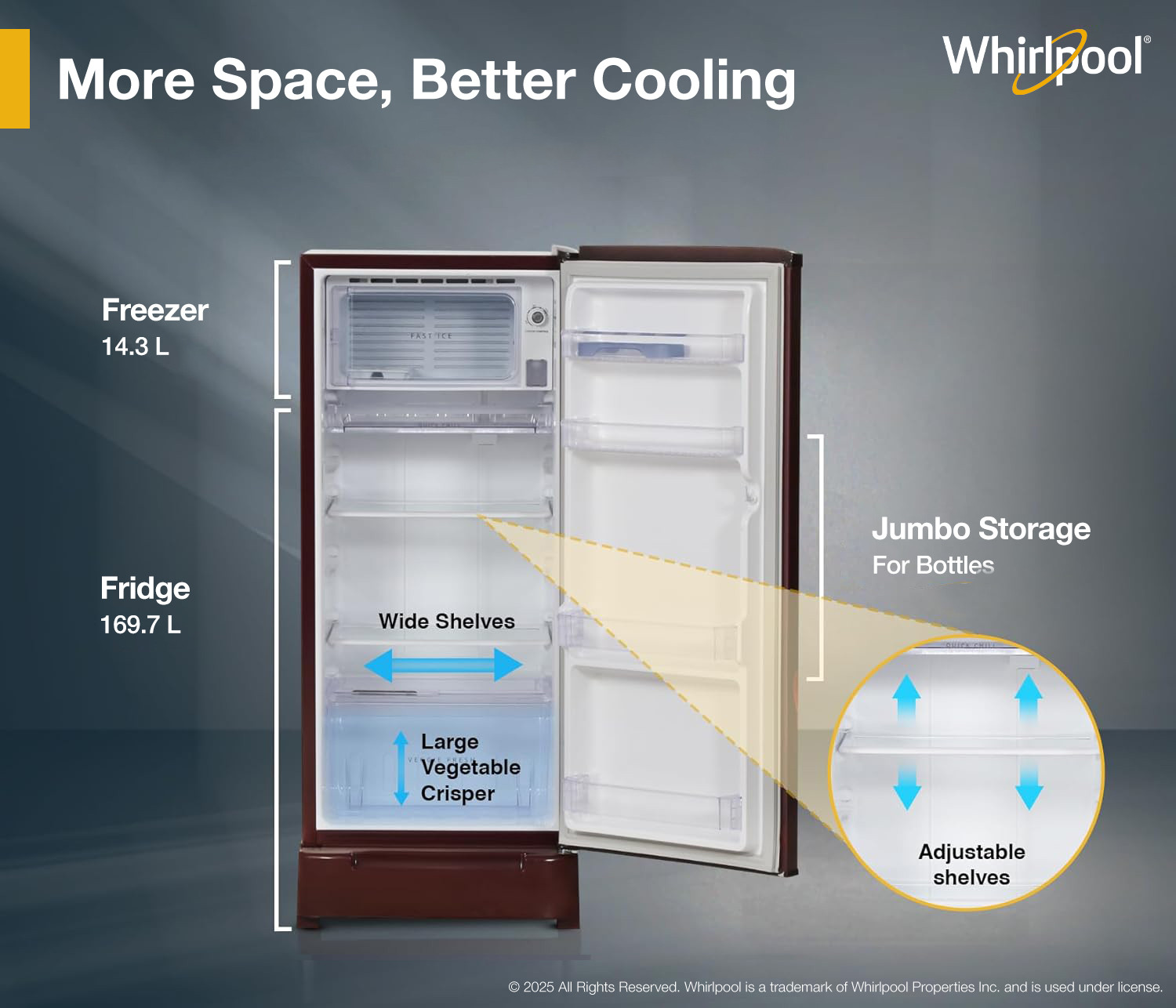 Image of Whirlpool 184 L Direct Cool Single Door 5 Star Refrigerator with Base Drawer