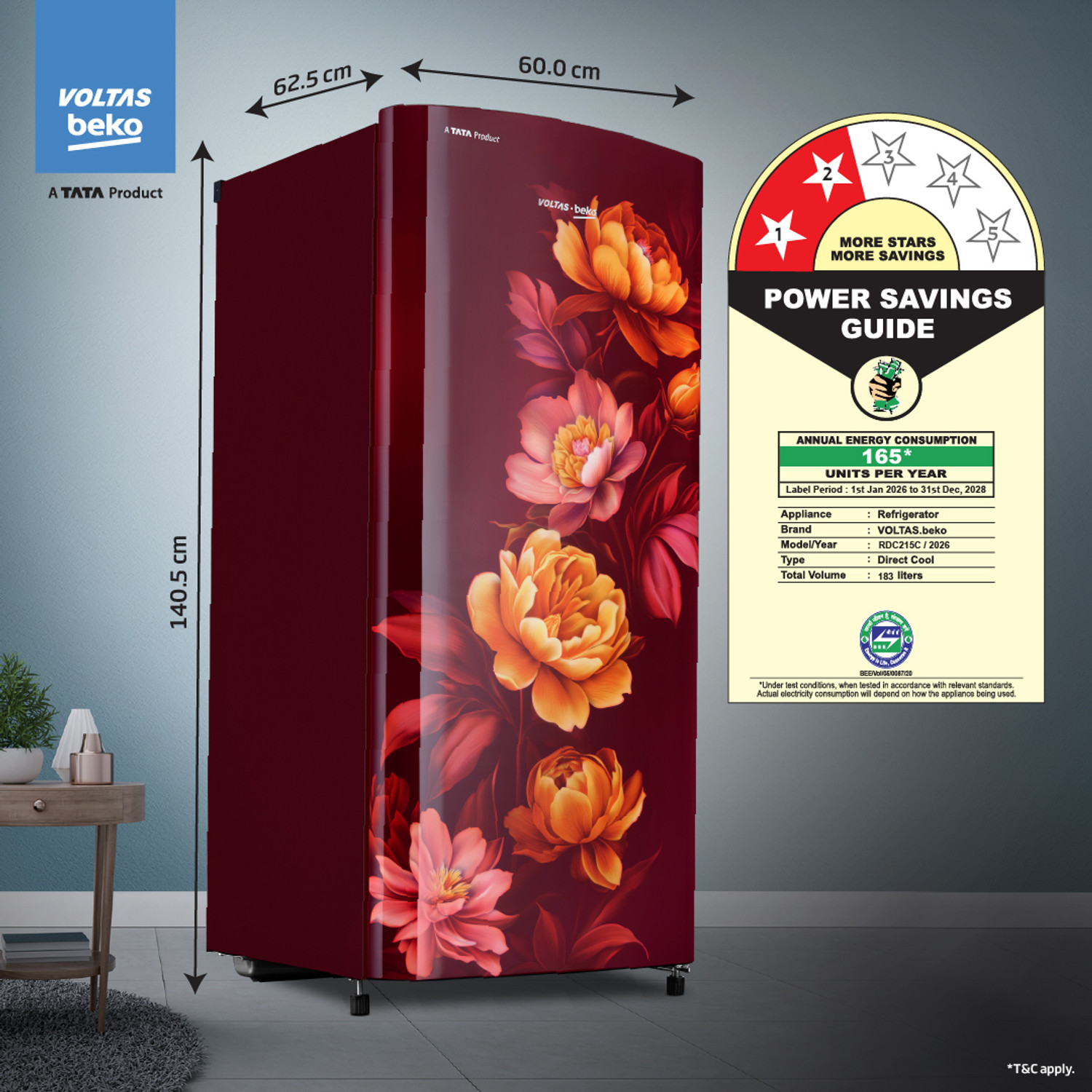 Image of Voltas Beko 183 L Direct Cool Single Door 2 Star Refrigerator