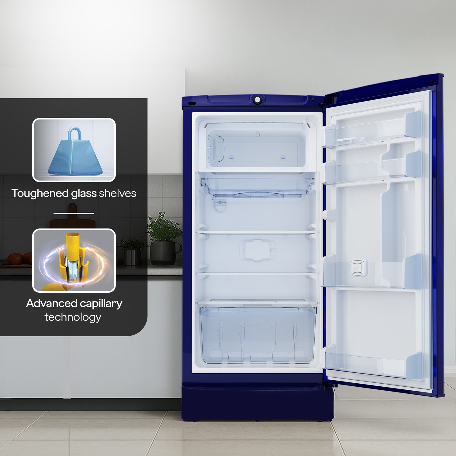 Image of Godrej 185 L Direct Cool Single Door 4 Star Refrigerator with 22L Jumbo Vegetable Tray Advanced Inverter Technology 2.5L Bottle Space