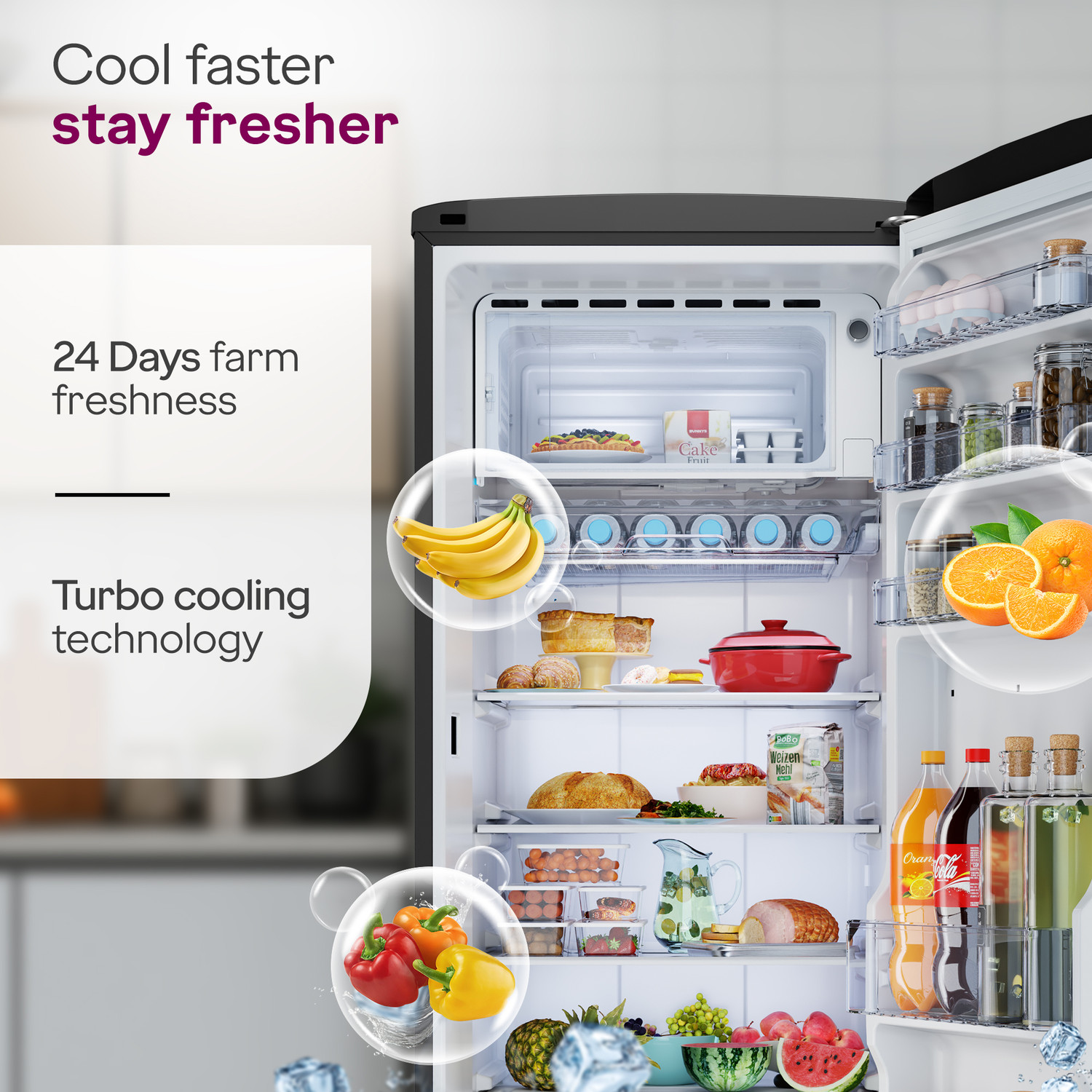 Image of Godrej 207 L Direct Cool Single Door 5 Star Refrigerator with Base Drawer with Turbo Cooling And Advanced Inverter Technology
