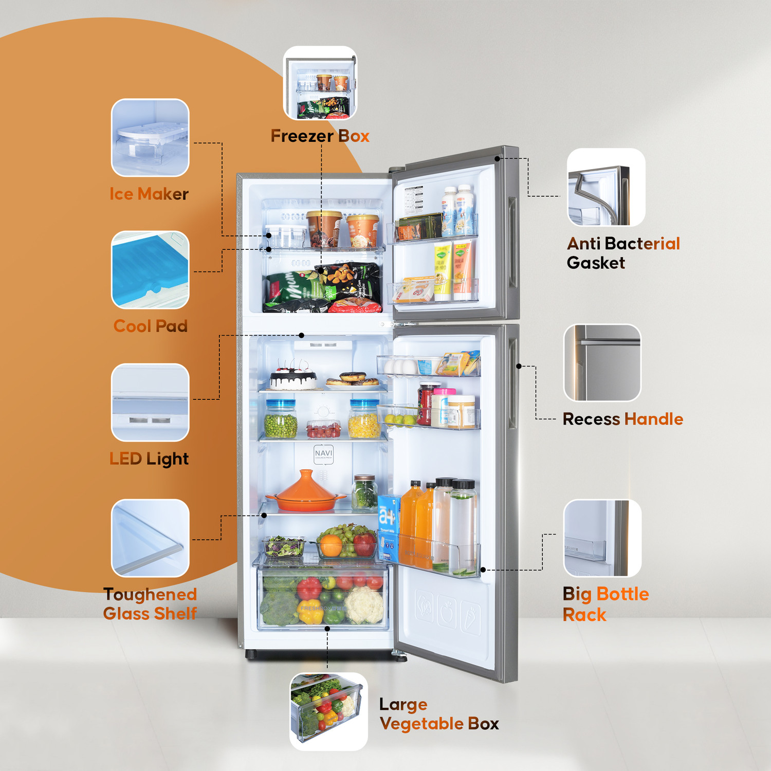 Image of Haier 240 L Frost Free Double Door 2 Star Refrigerator