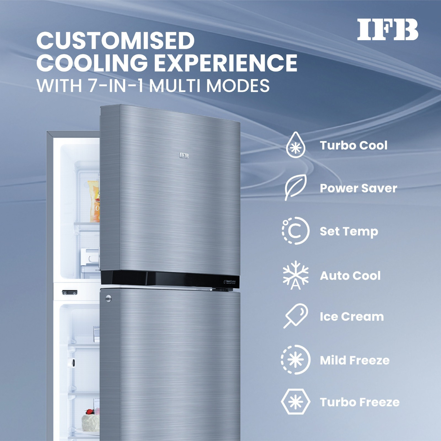 Image of IFB 265 L Frost Free Double Door 2 Star Refrigerator with 7 in 1 Multi Mode with Advanced Inverter Compressor, 360 Degree Cooling and Extraordinary Space Powered by E-Tech