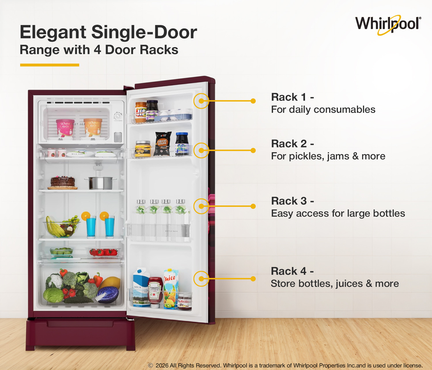Image of Whirlpool 192 L Direct Cool Single Door 4 Star Refrigerator with 4 star Refrigerator, upto 12 hour cooling retention, fridge
