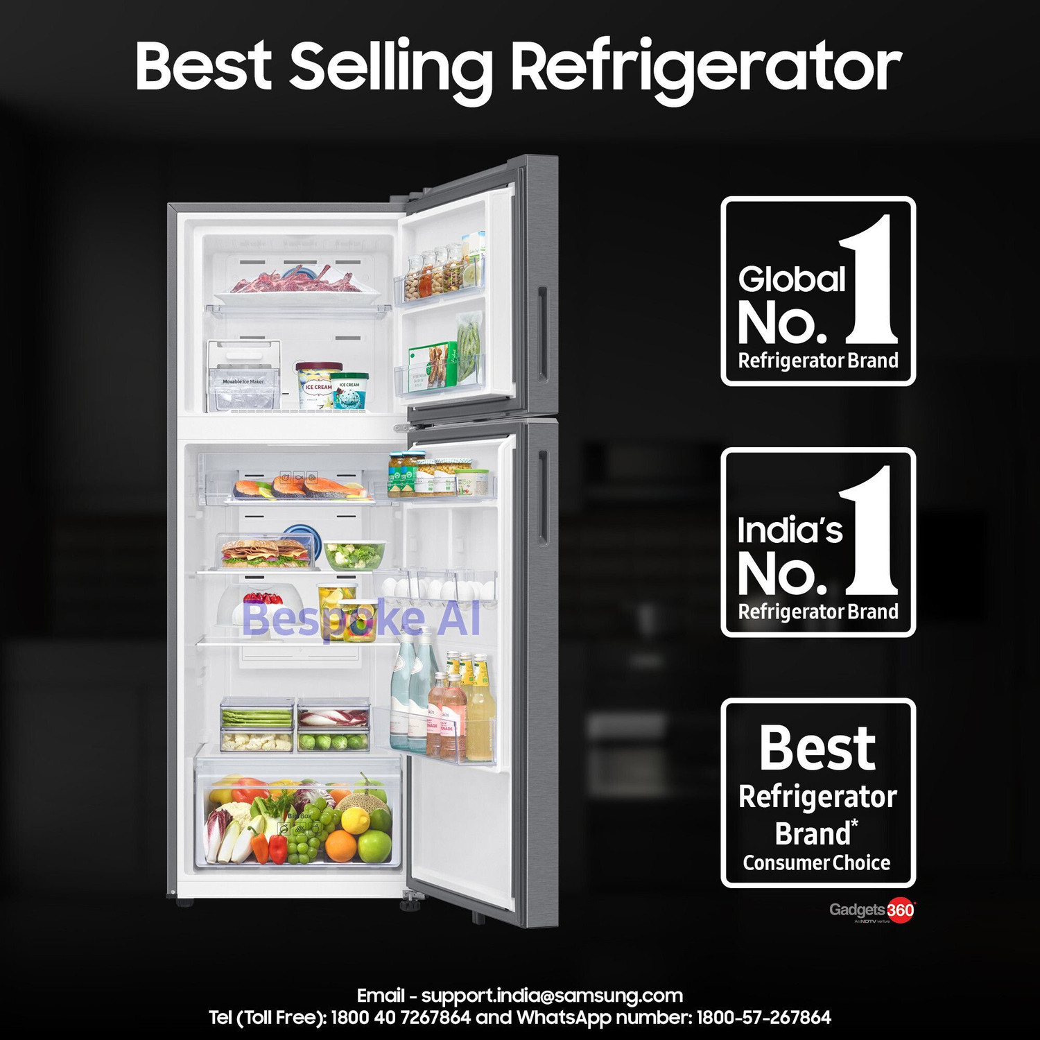 Image of Samsung 330 L Frost Free Double Door 2 Star Convertible Refrigerator with 5-in-1, Digital Inverter, WiFi Enabled Bespoke AI