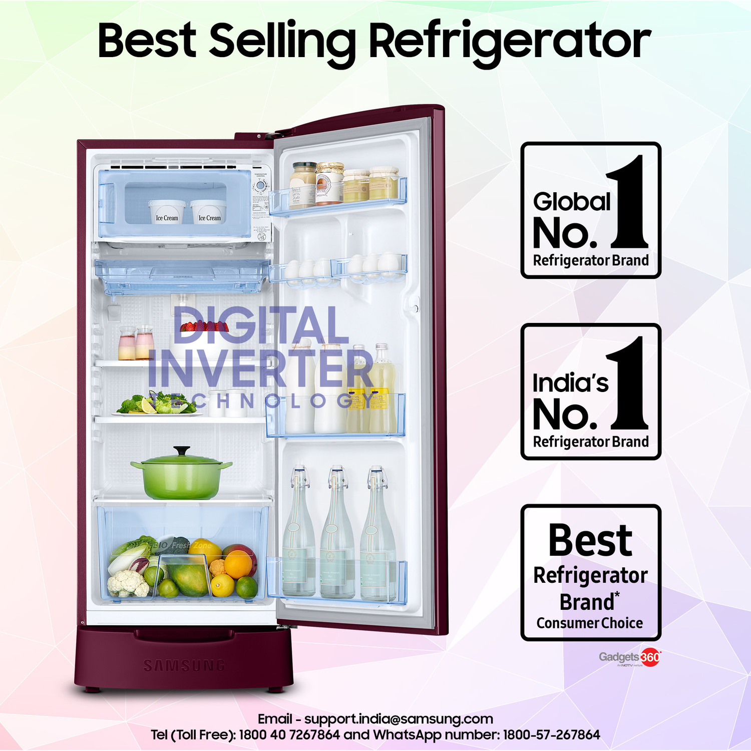 Image of Samsung 183 L Direct Cool Single Door 4 Star Refrigerator