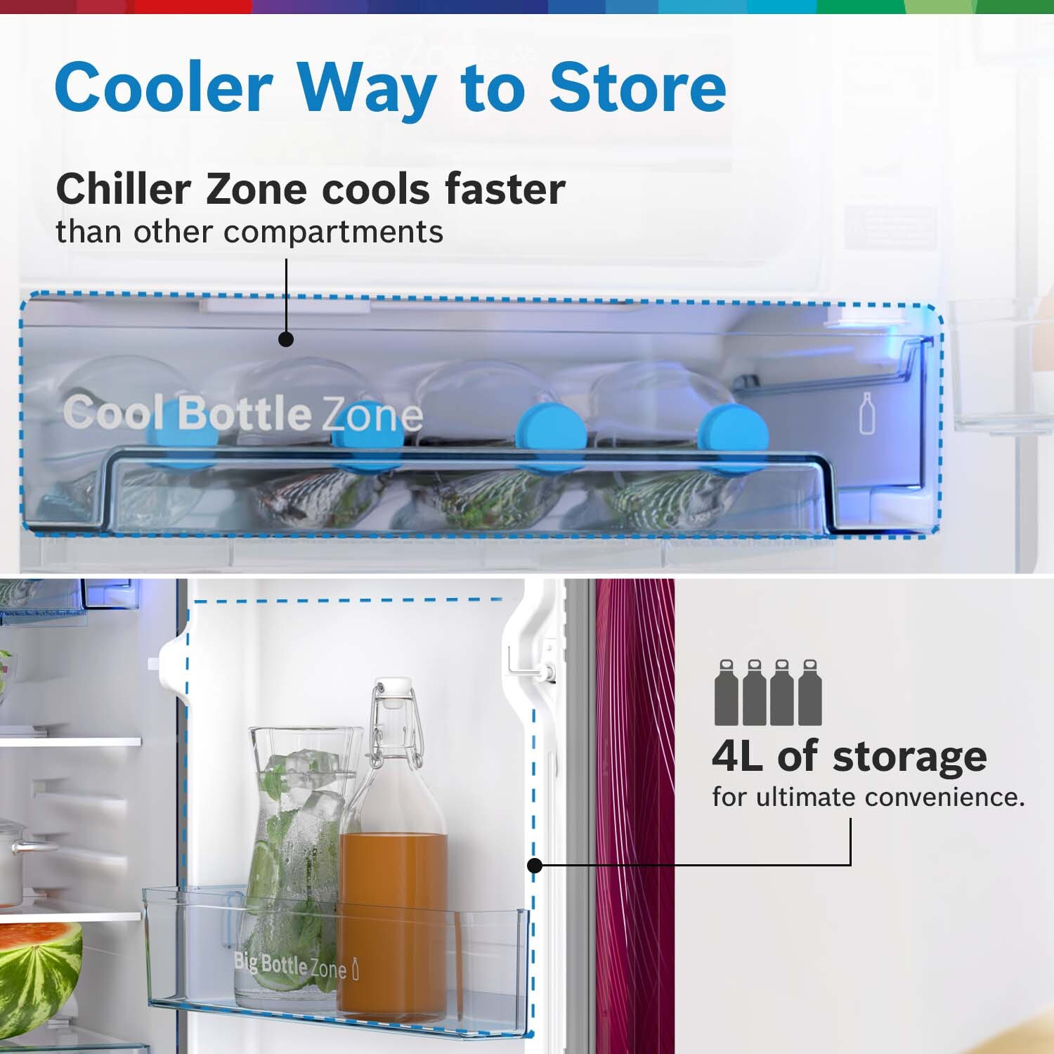 Image of BOSCH 207 L Direct Cool Single Door 5 Star Refrigerator with Base Drawer with Industry's largest vegetable box & Beverage space