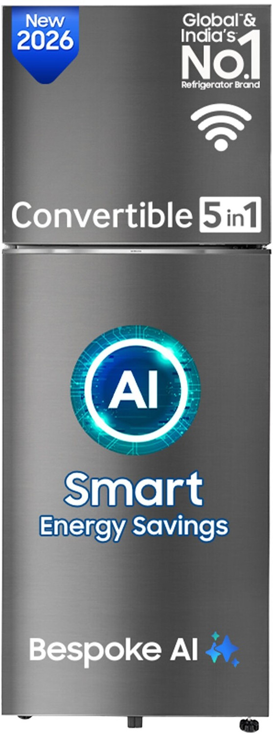Image of Samsung 330 L Frost Free Double Door 3 Star Refrigerator with Convertible 5-in-1, Wifi Enabled, Bespoke AI, Digital Inverter, 2026 Model