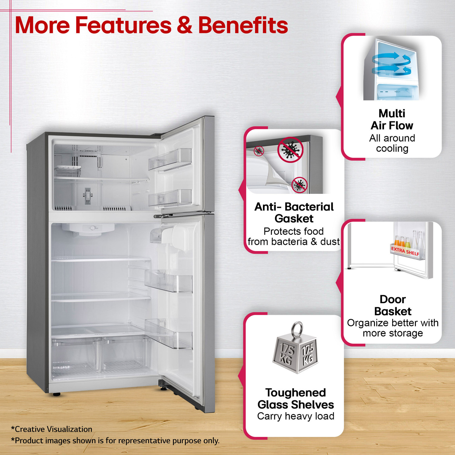 Image of LG 674 L Frost Free Double Door 1 Star Refrigerator with Inverter Compressor, Multi Air Flow, Bigger Depth & Bigger Storage, Separate Fruit and Vegetable Box, Express Freeze & 2026 Model