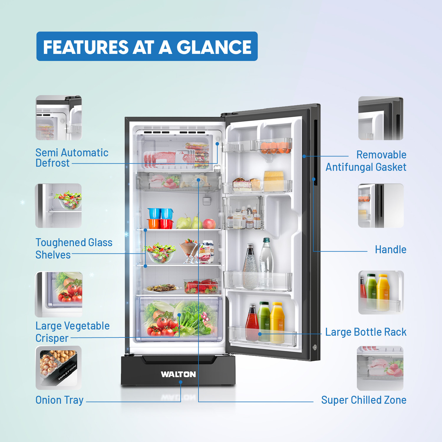 Image of Walton 190 L Direct Cool Single Door 5 Star Refrigerator