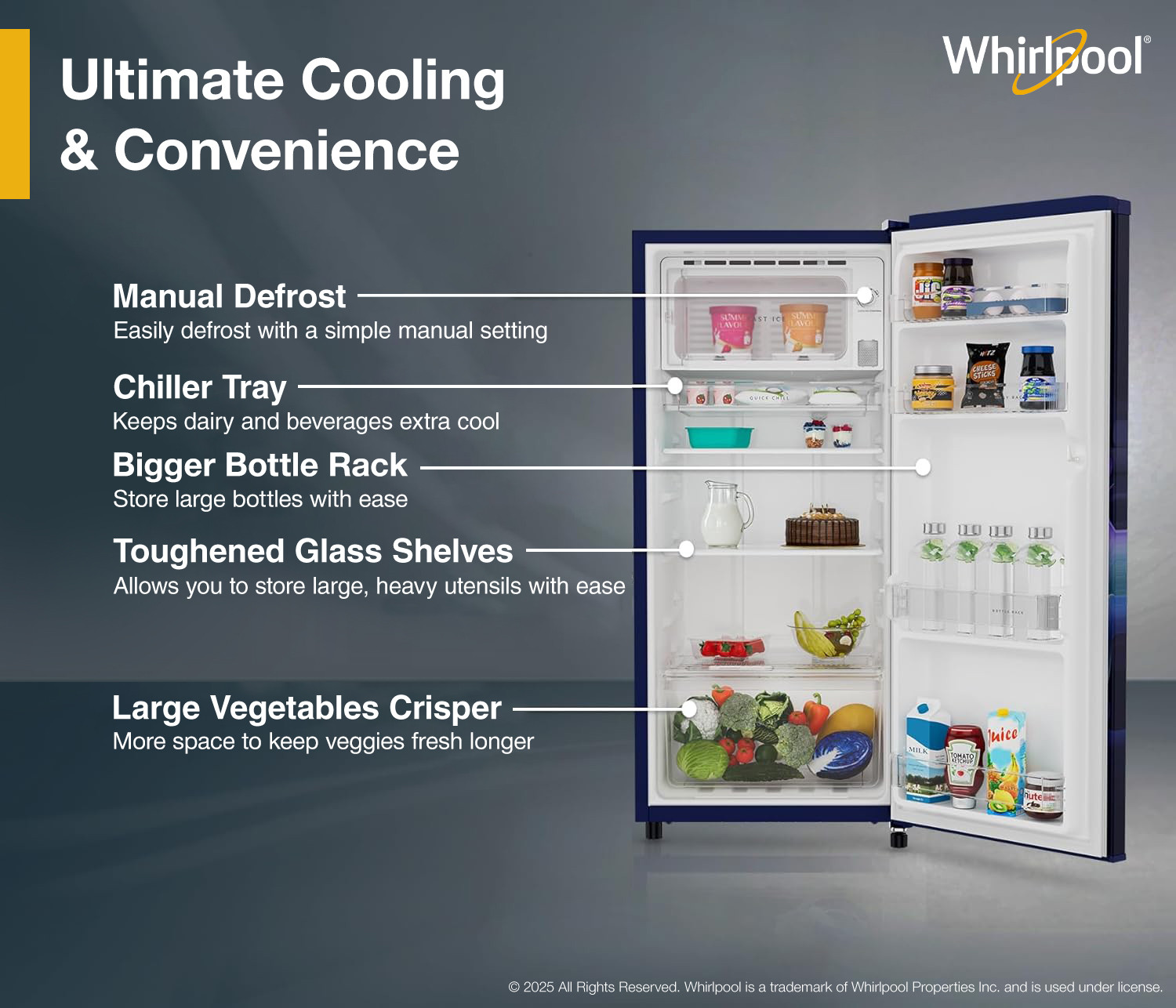 Image of Whirlpool 184 L Direct Cool Single Door 3 Star Refrigerator with 3 star Refrigerator, upto 9 hour cooling retention, fridge