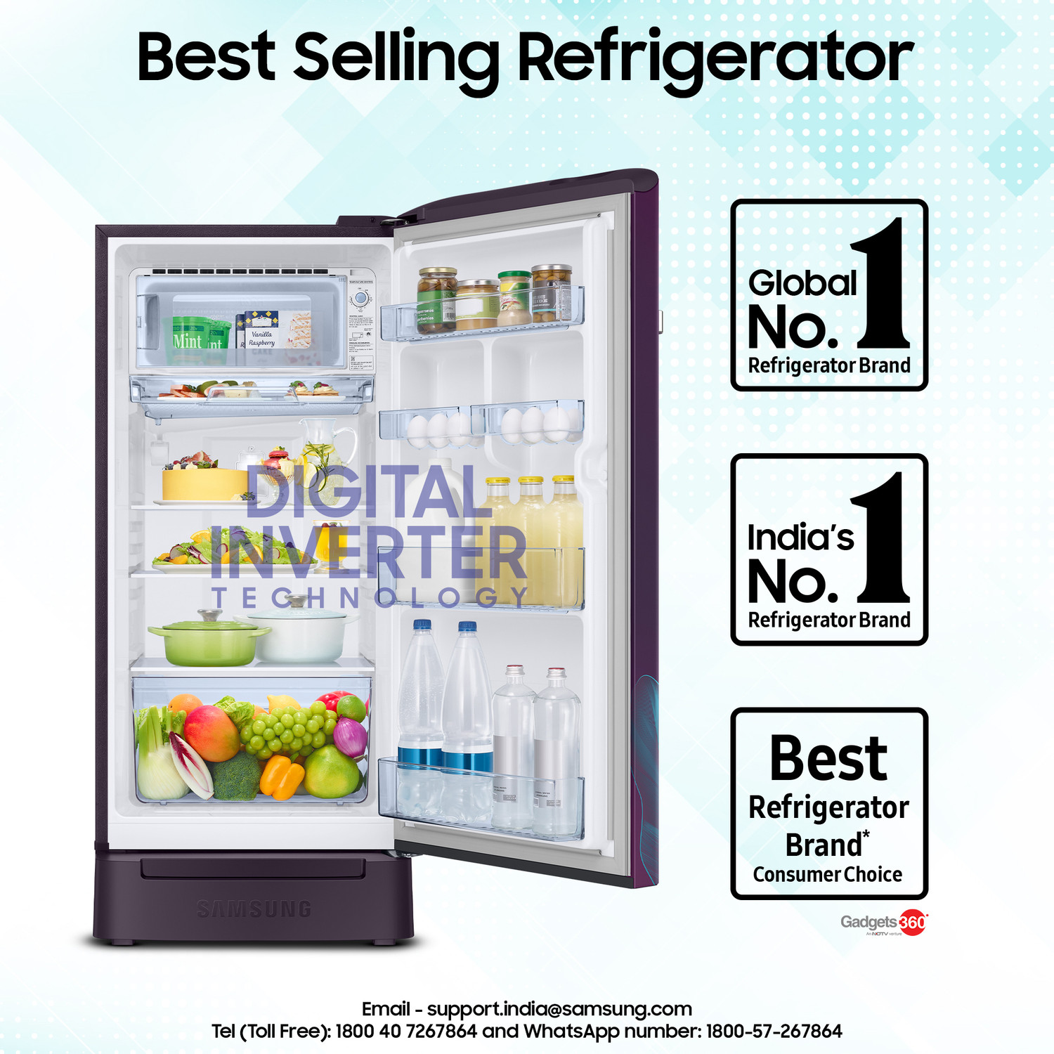 Image of Samsung 189 L Direct Cool Single Door 5 Star Refrigerator with Base Drawer with Digital Inverter