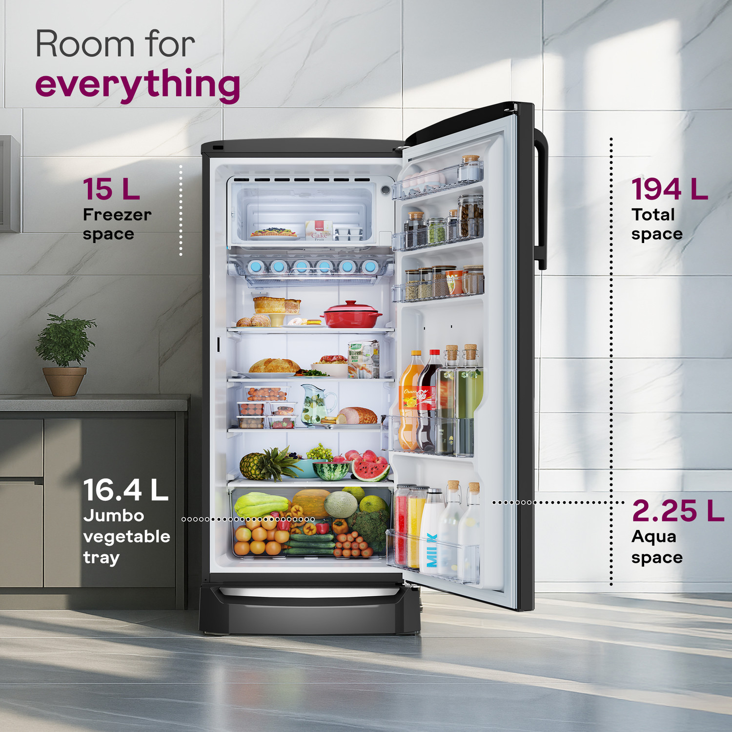 Image of Godrej 207 L Direct Cool Single Door 5 Star Refrigerator with Base Drawer with Turbo Cooling And Advanced Inverter Technology