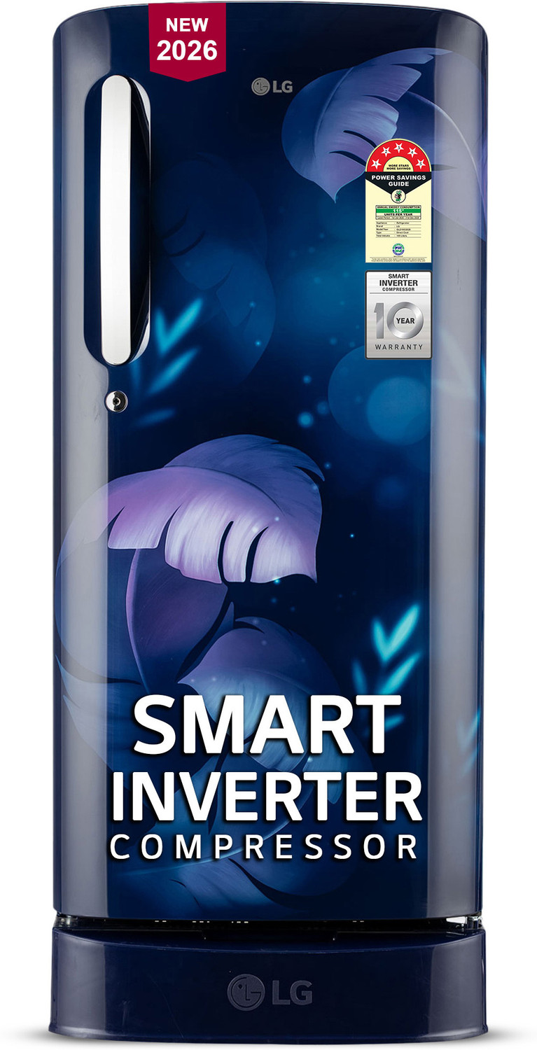 Image of LG 185 L Direct Cool Single Door 5 Star Refrigerator with Base Drawer with Smart Inverter Compressor, Runs on Home Inverter, Fit Max Chiller Tray & 2026 Model