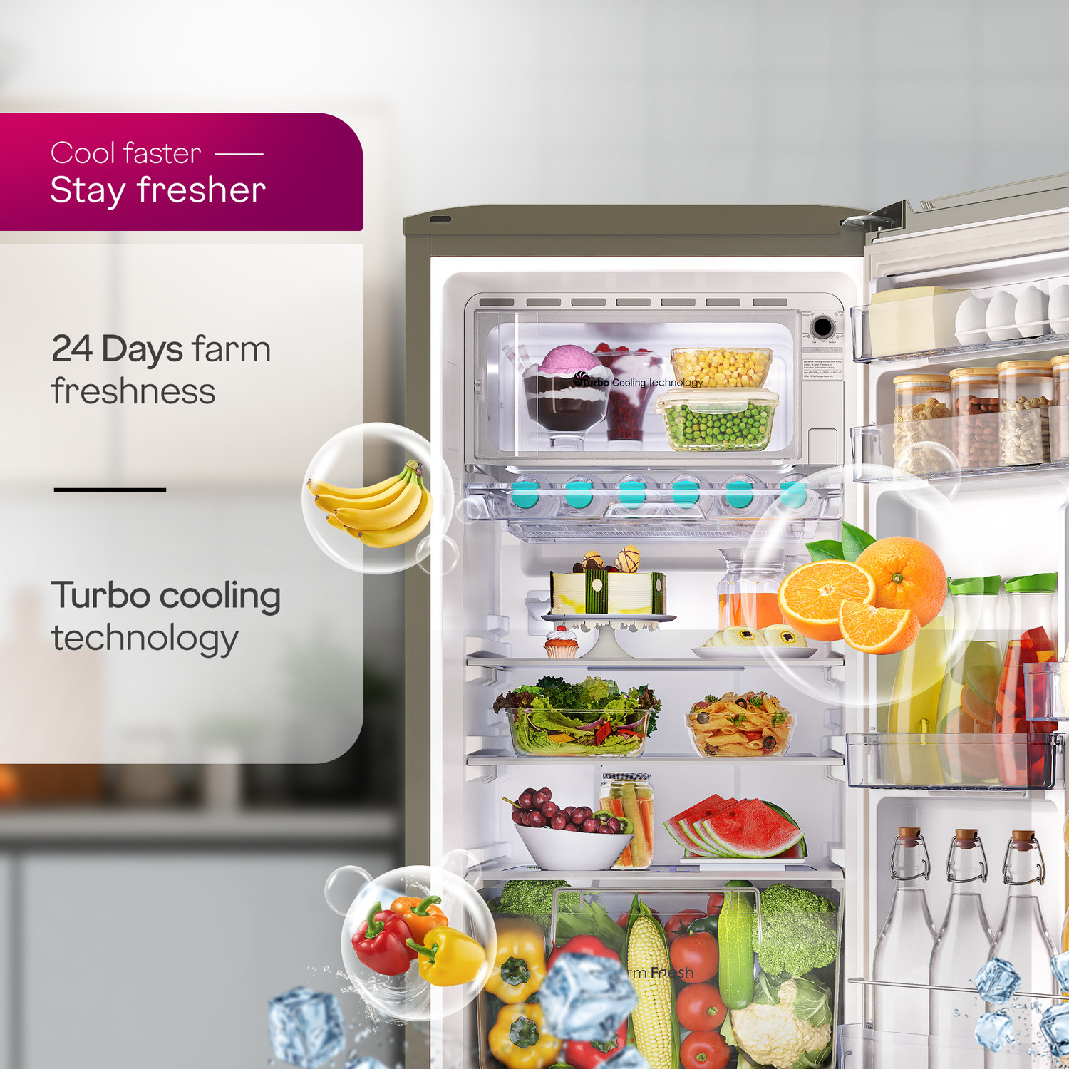 Image of Godrej 183 L Direct Cool Single Door 2 Star Refrigerator with Base Drawer with 24 Days Farm Freshness 20L Jumbo Vegetable Tray Toughened Glass Shelves 2.5L Bottle Space