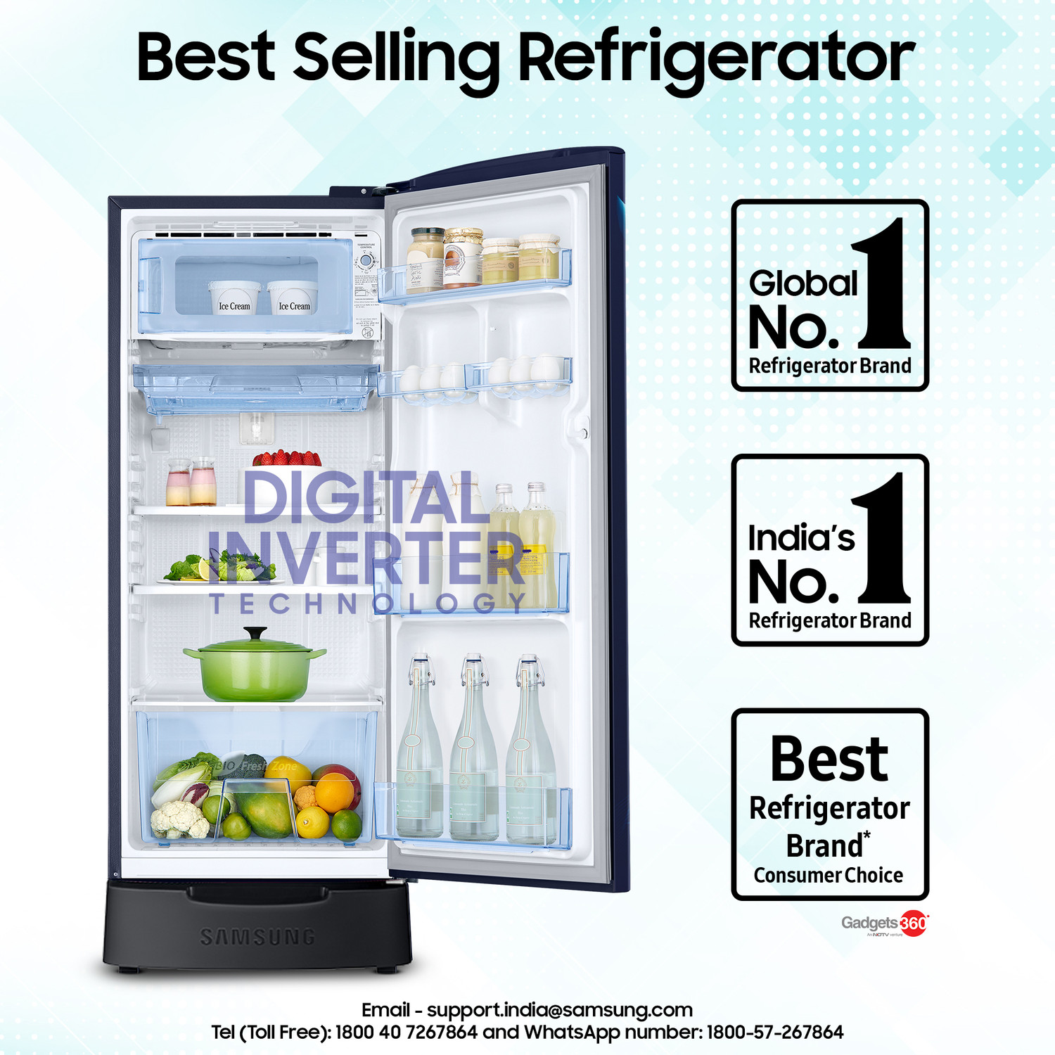Image of Samsung 183 L Direct Cool Single Door 5 Star Refrigerator with Base Drawer