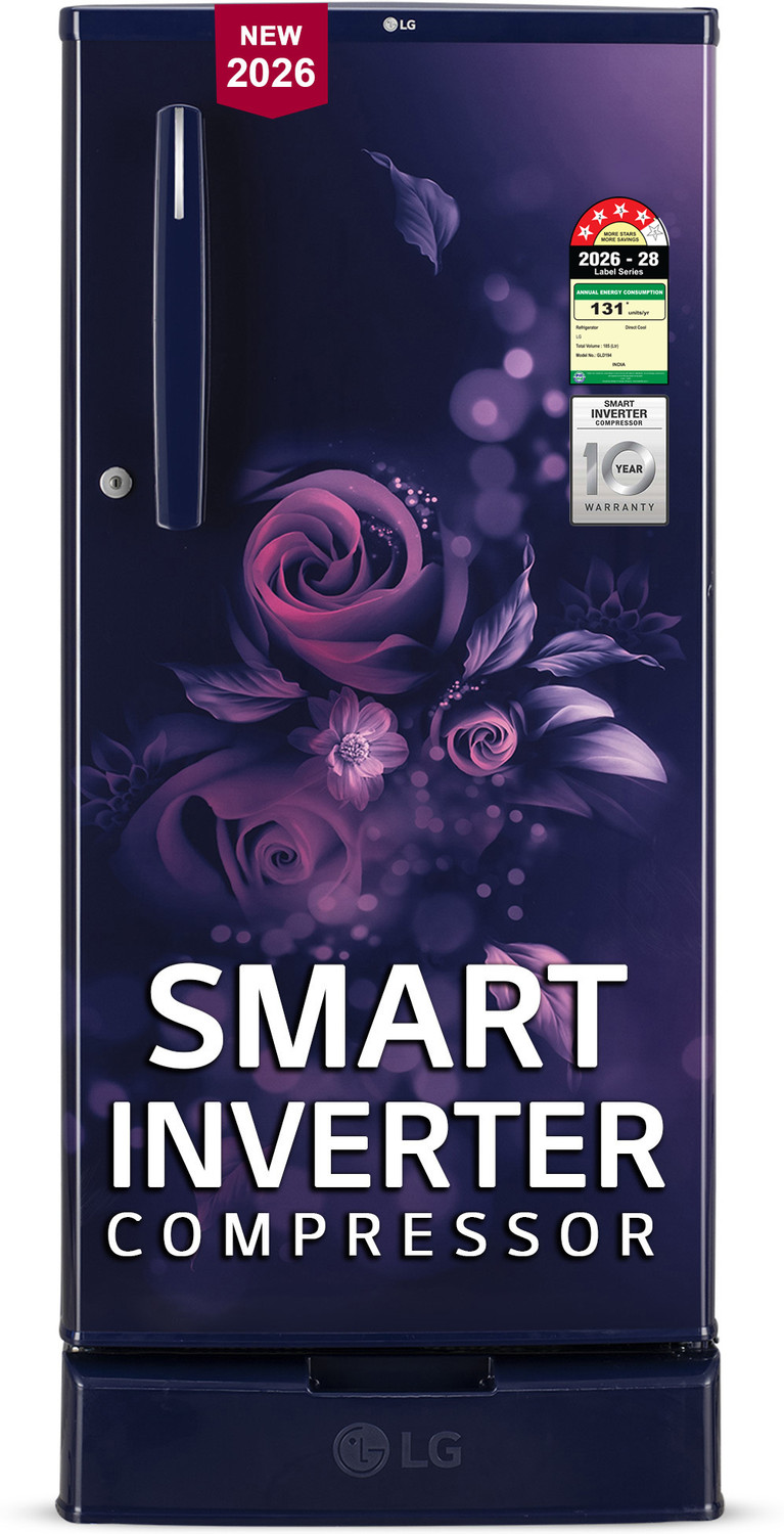 Image of LG 185 L Direct Cool Single Door 4 Star Refrigerator with Base Drawer with Smart Inverter Compressor, Runs on Home Inverter, Fit Max Chiller Tray & 2026 Model