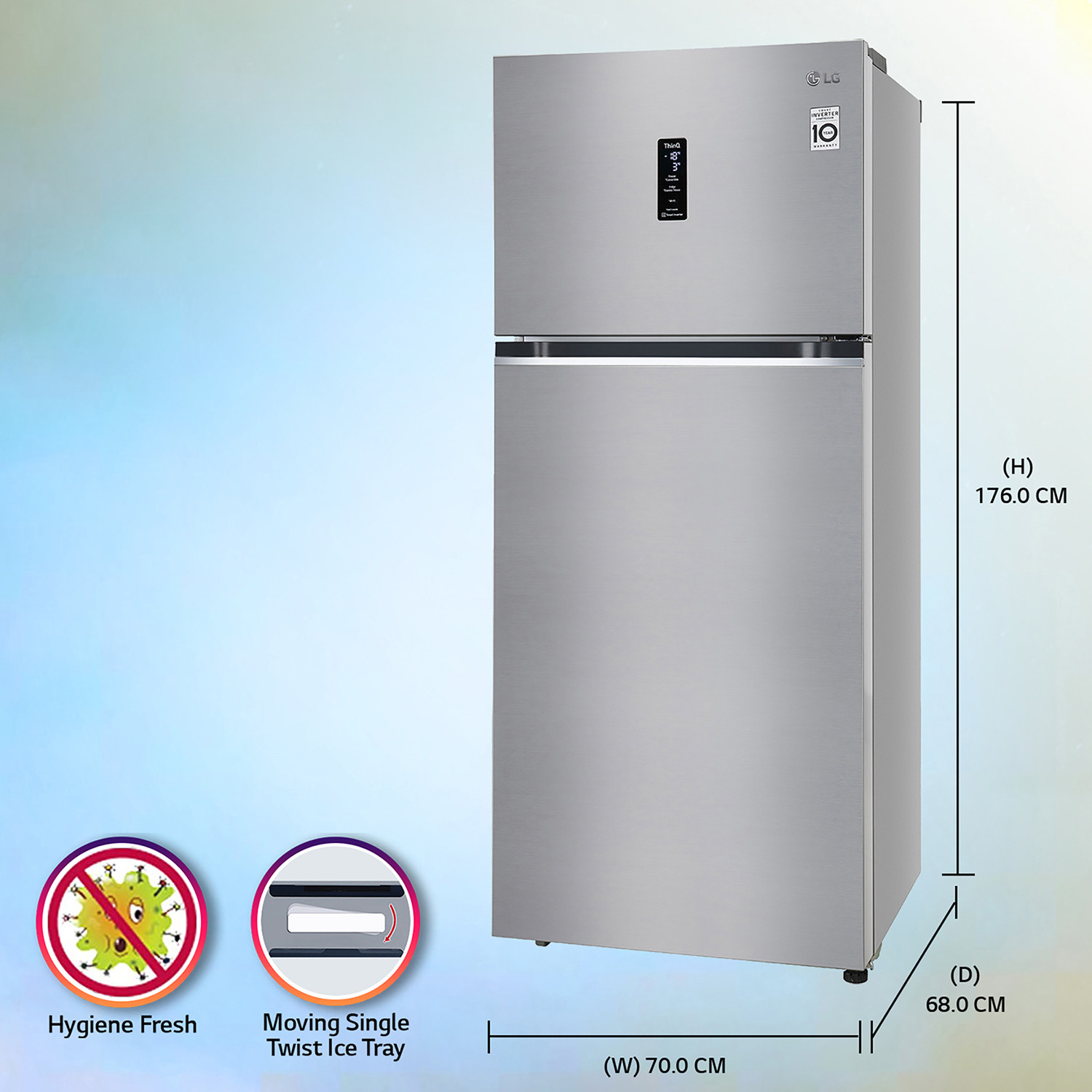 Image of LG 398 L Frost Free Double Door Top Mount 3 Star Convertible Refrigerator