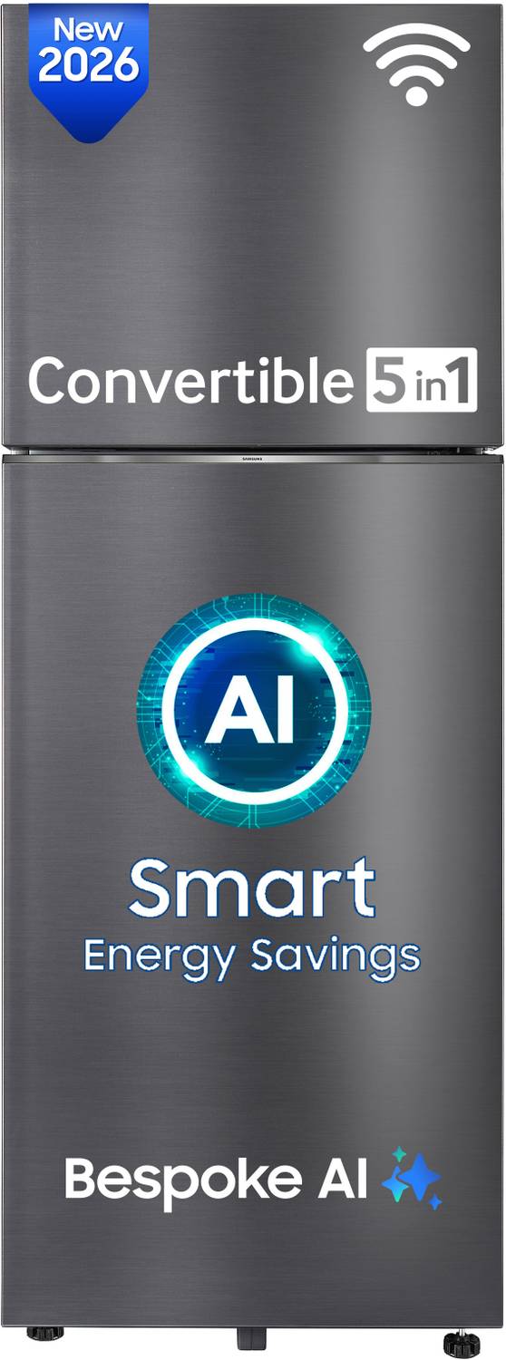 Samsung 396 L Frost Free Double Door 3 Star Refrigerator  with Convertible 5-in-1, Wifi Enabled, Bespoke AI, Digital Inverter, 2026 Model