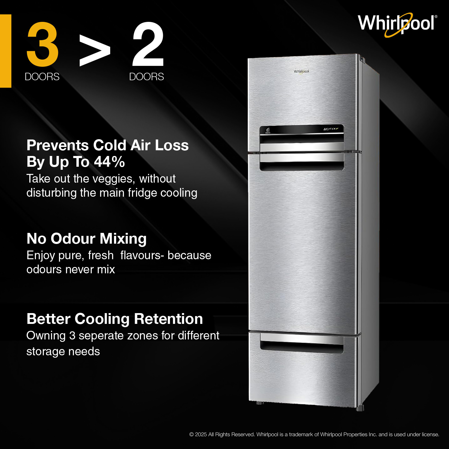 Image of Whirlpool 215 L Frost Free Triple Door Refrigerator