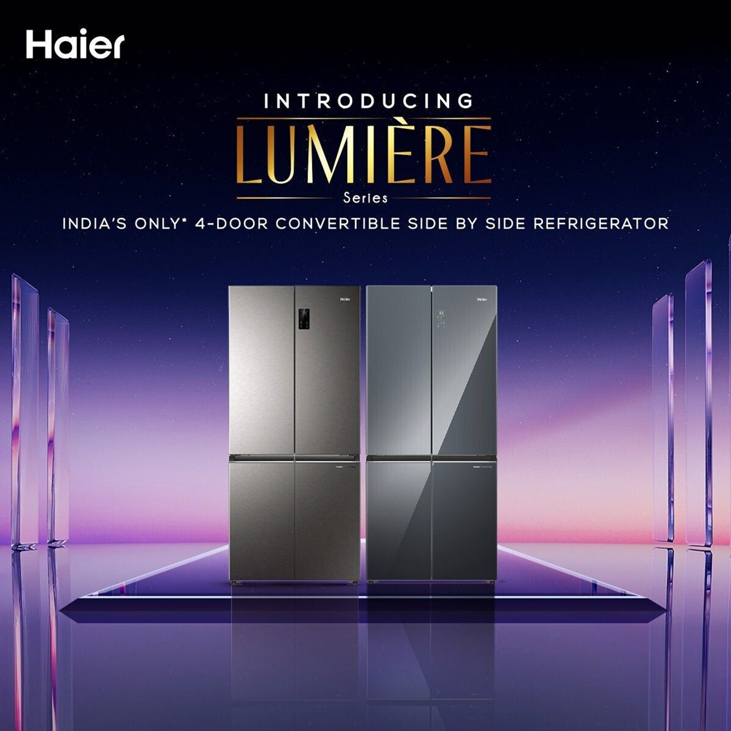Image of Haier 520 L Frost Free French Door Bottom Mount 3 Star Convertible Refrigerator with Convertible Magic Zone, Inverter compressor, Digital Display Panel, Deo Fresh Technology