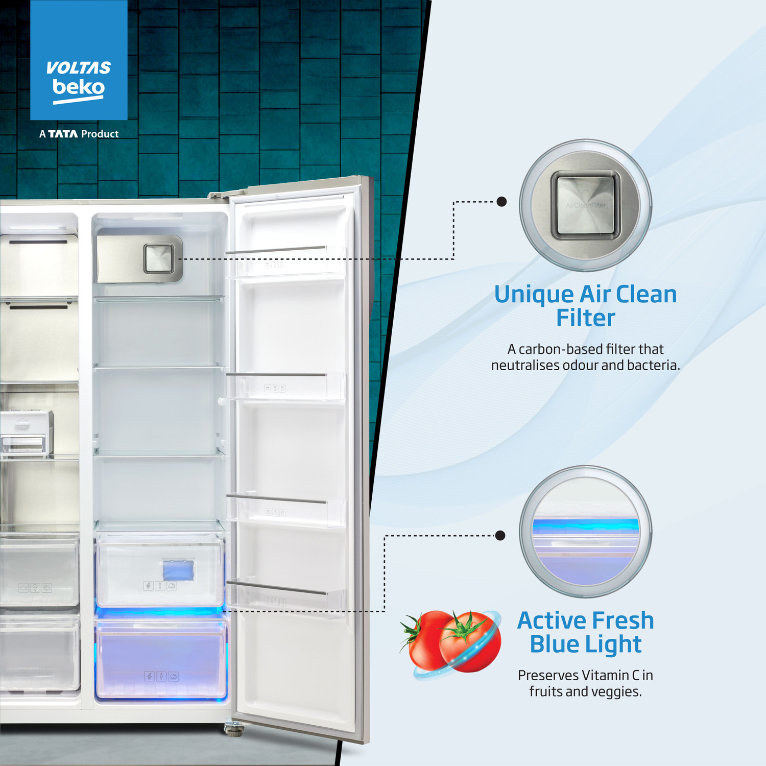 Image of Voltas Beko 563 L Frost Free Side by Side Refrigerator