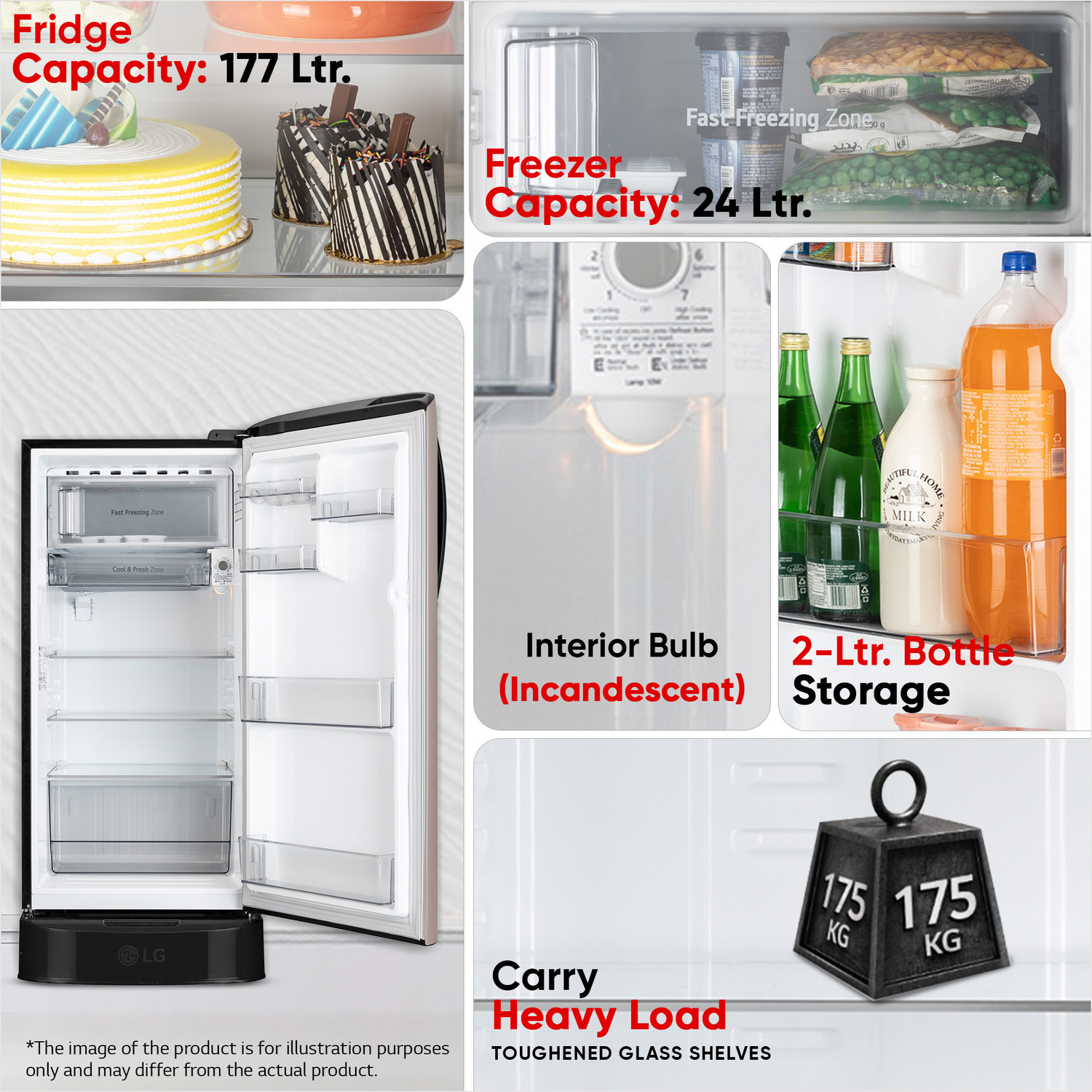 Image of LG 201 L Direct Cool Single Door 5 Star Refrigerator with Base Drawer
