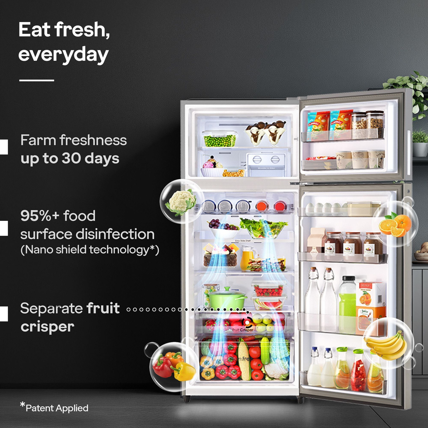 Image of Godrej 472 L Frost Free Double Door 2 Star Refrigerator with AI Tech, Digital Inverter, And 95%+ Food Surface Disinfection