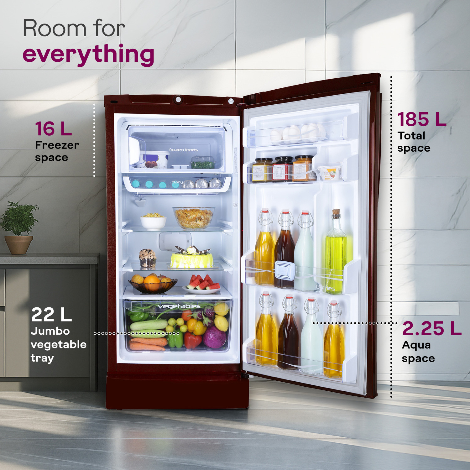 Image of Godrej 185 L Direct Cool Single Door 5 Star Refrigerator with Turbo Cooling Technology With Toughened Glass Shelves