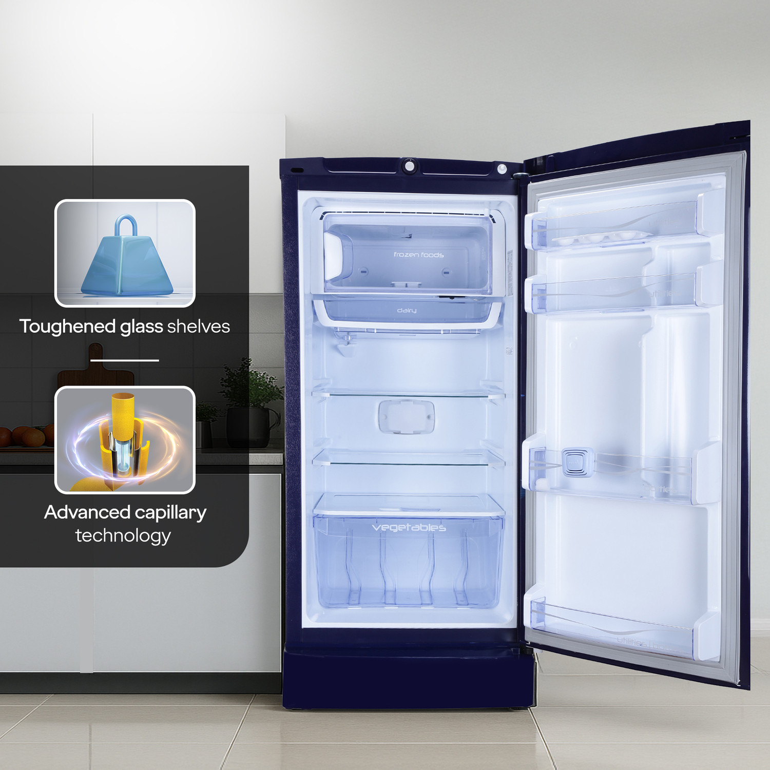 Image of Godrej 185 L Direct Cool Single Door 5 Star Refrigerator with 22L Jumbo Vegetable Tray Advanced Inverter Technology 2.5L Bottle Space