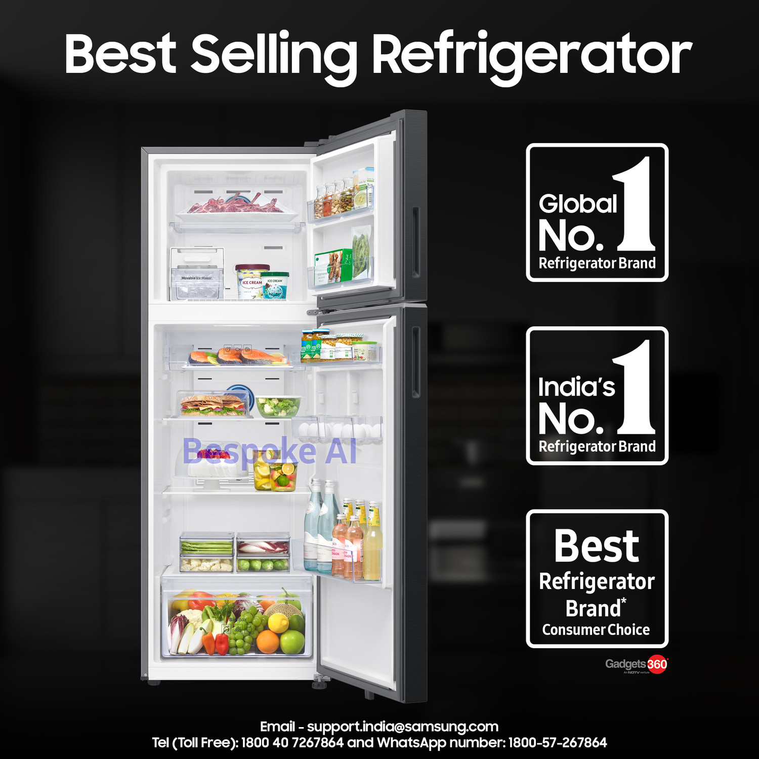 Image of Samsung 350 L Frost Free Double Door 3 Star Refrigerator