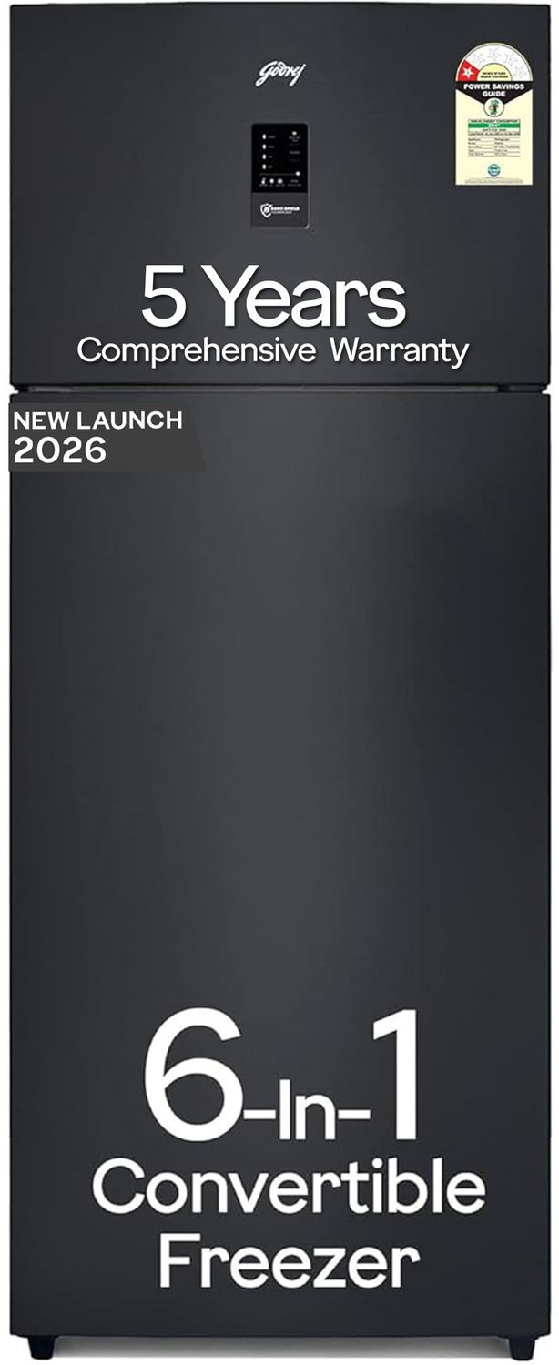 Image of Godrej 472 L Frost Free Double Door 1 Star Refrigerator with AI Powered 6-in-1 Freezer Convertible Advanced Control Panel 95%+ Food Surface Disinfection