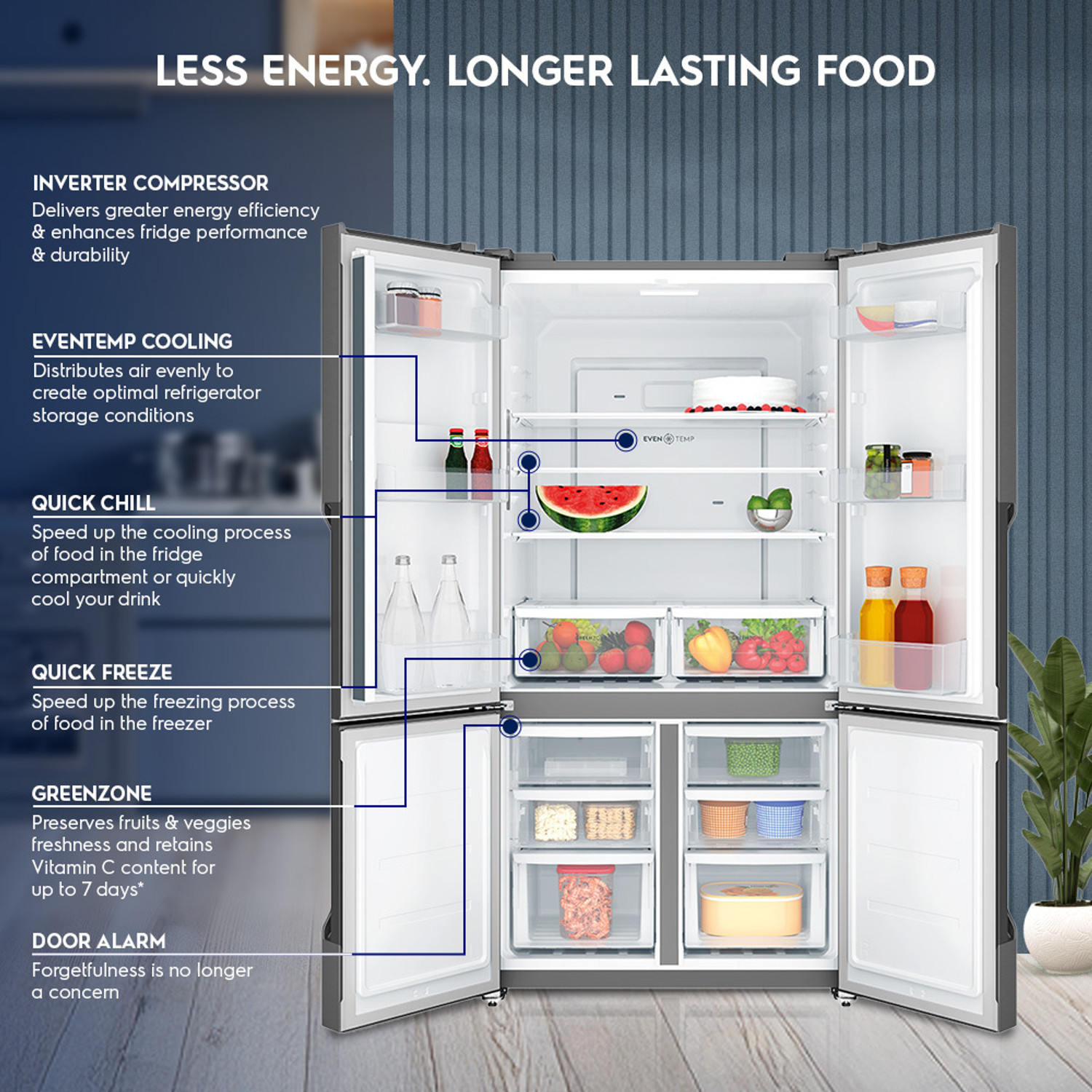 Image of Electrolux 564 L Frost Free Multi-Door Inverter Technology Star Refrigerator with French Door Inverter Refrigerator with GreenZone Technology UltimateTaste 700
