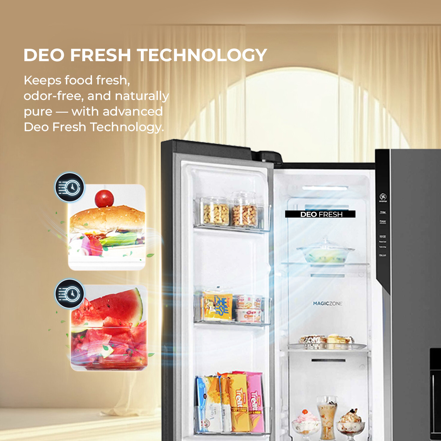 Image of Haier 596 L Frost Free Side by Side 3 Star Refrigerator with Expert Inverter Smart Sense AI enabled 2-Door , 3 Star , (Magic Convertible, In-built Water Dispenser, 2026 Model)