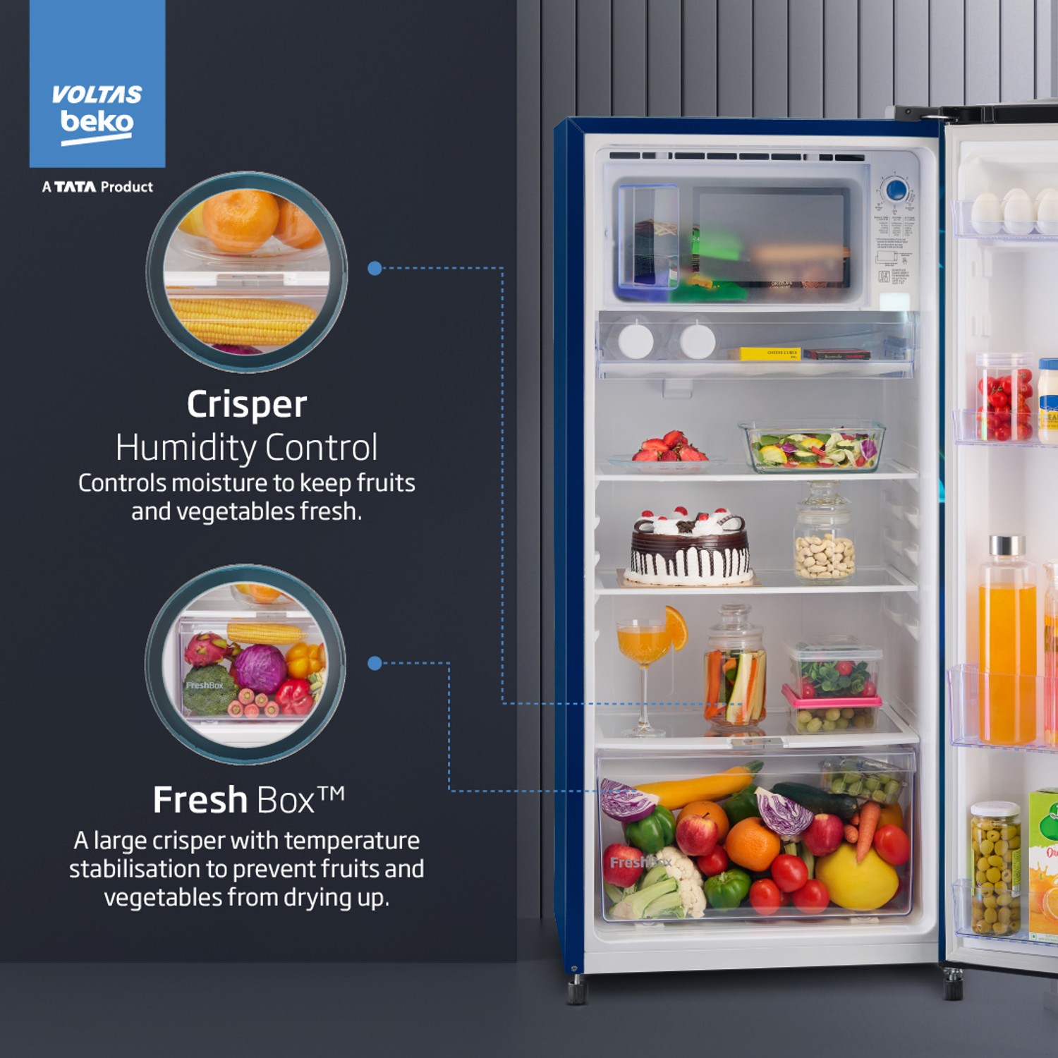 Image of Voltas Beko 183 L Direct Cool Single Door 2 Star Refrigerator