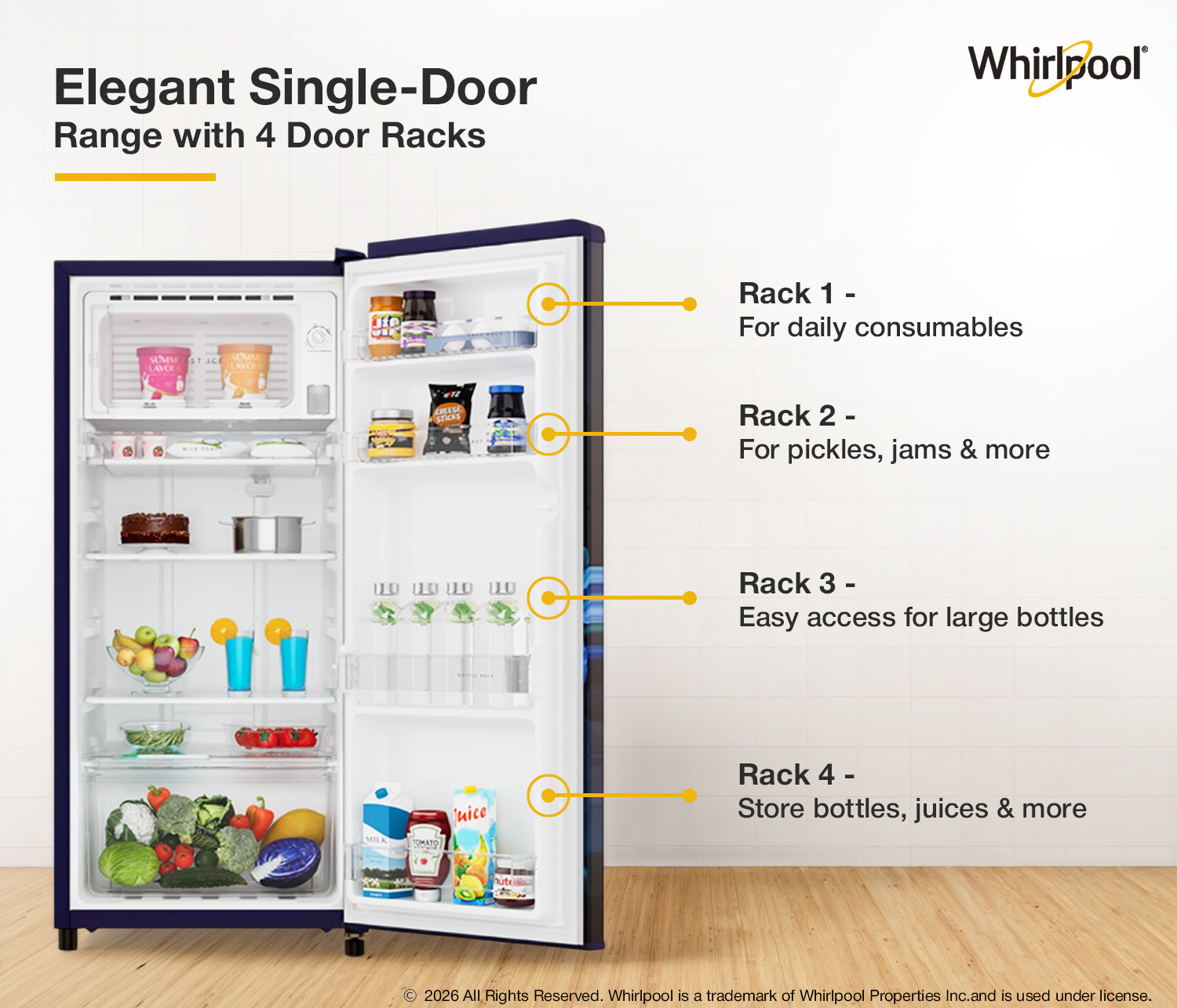 Image of Whirlpool 192 L Direct Cool Single Door 4 Star Refrigerator with 4 star Refrigerator, upto 12 hour cooling retention, fridge