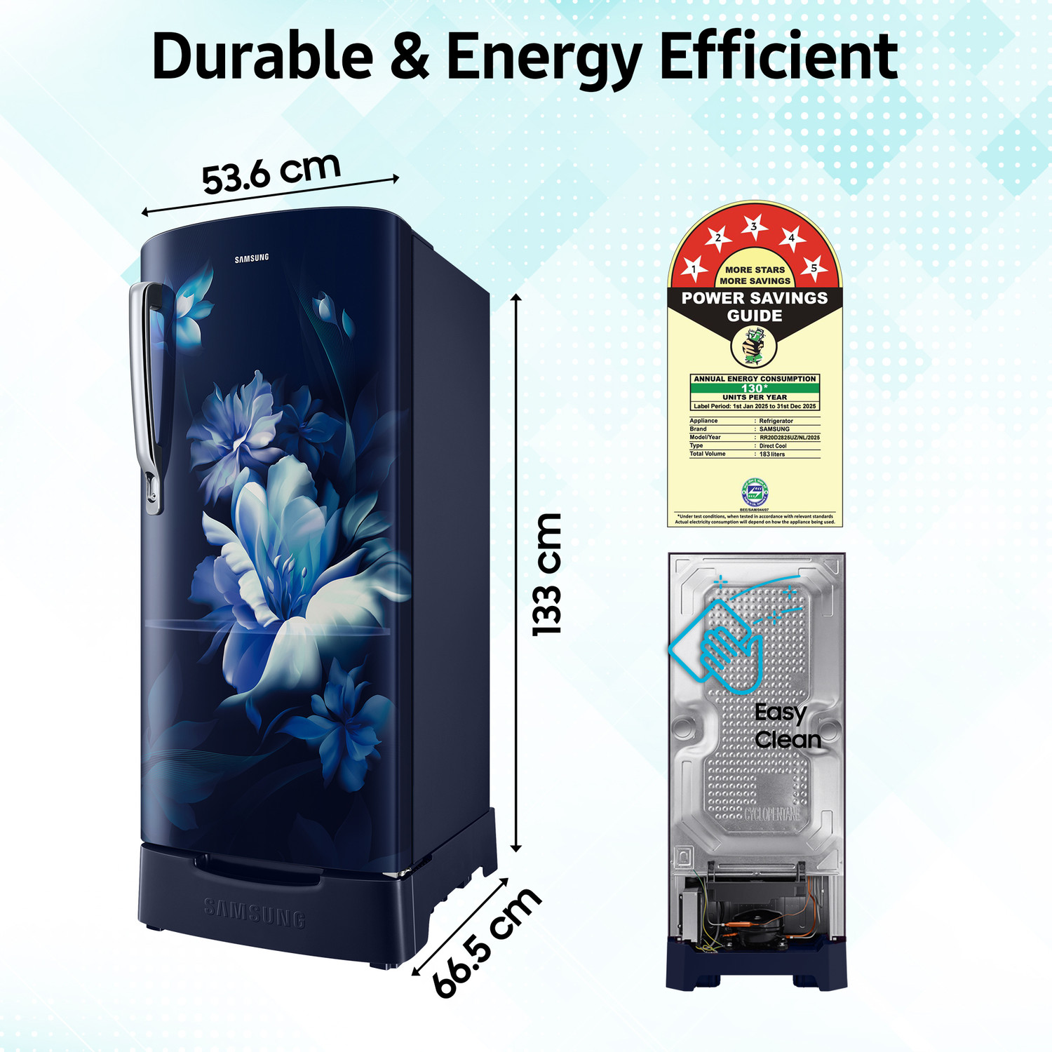 Image of Samsung 183 L Direct Cool Single Door 5 Star Refrigerator with Base Drawer with Digital Inverter