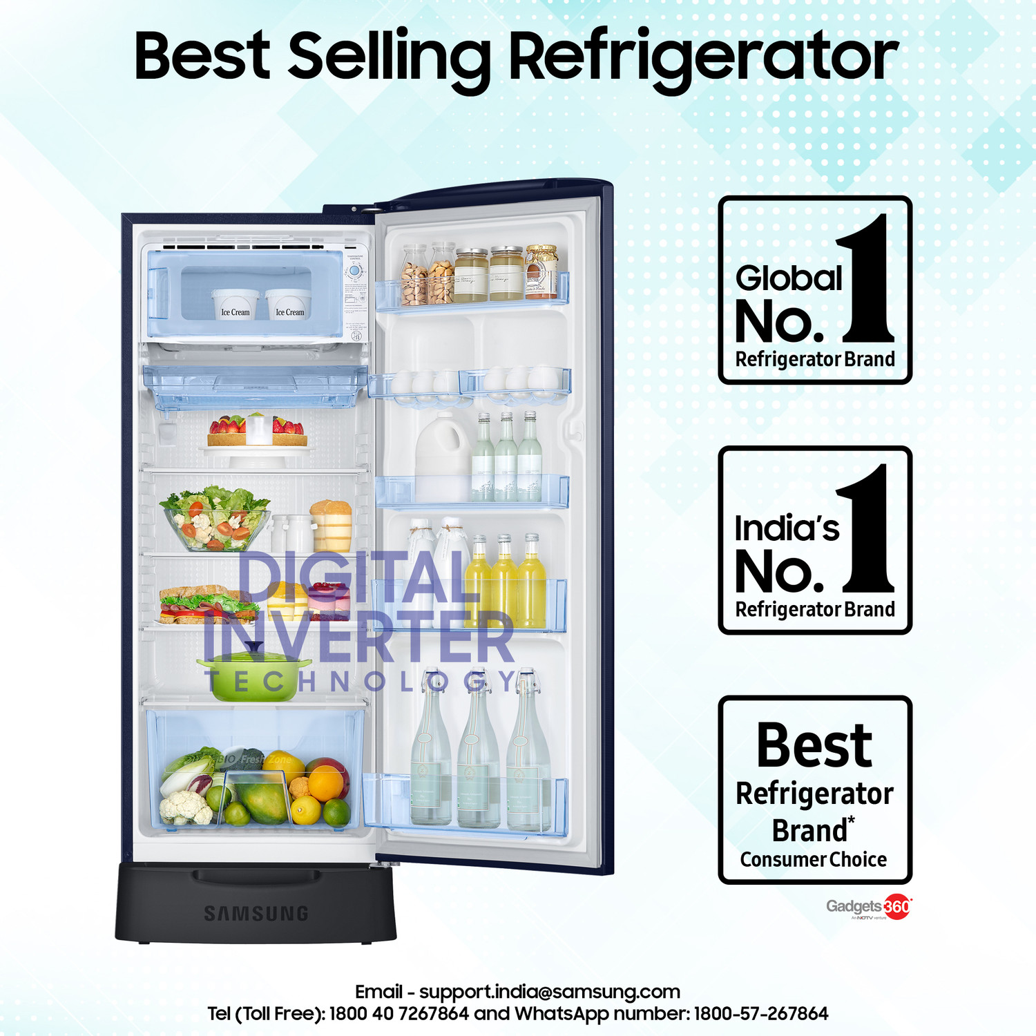 Image of Samsung 223 L Direct Cool Single Door 3 Star Refrigerator with Base Drawer with Digital Inverter, Single Touch Defrost, 2026 Model