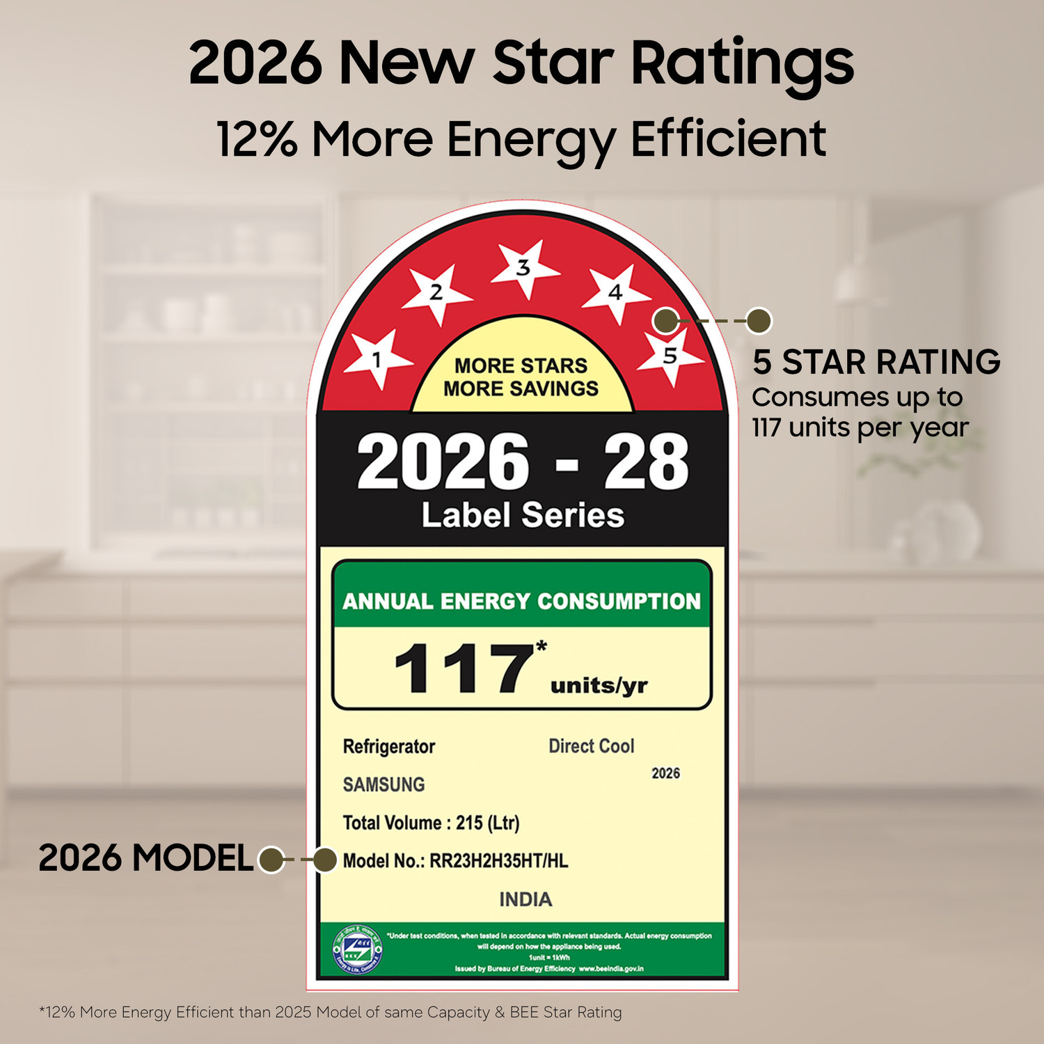 Image of Samsung 215 L Direct Cool Single Door 5 Star Refrigerator with Base Drawer with Digital Inverter, Single Touch Defrost, 2026 Model