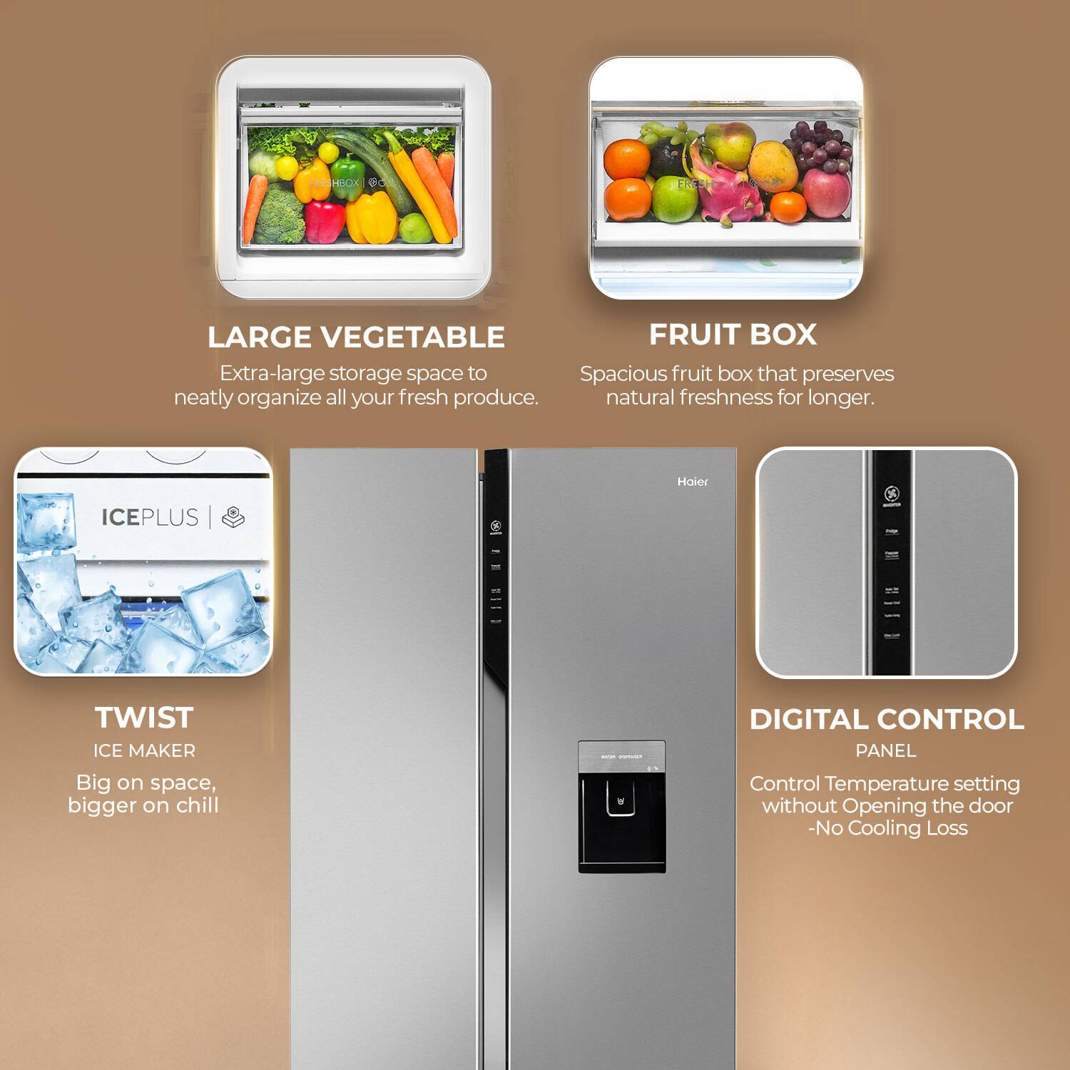 Haier 596 L Side by Side Convertible Refrigerator - Image 3