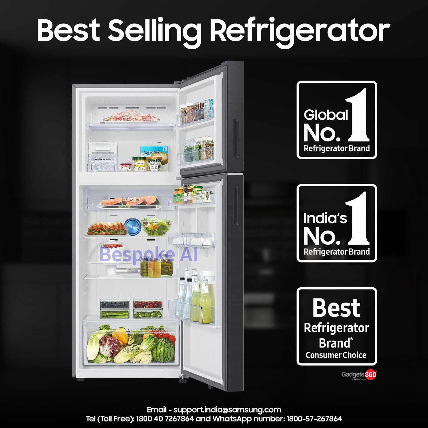 Image of Samsung 419 L Frost Free Double Door 3 Star Convertible Refrigerator with 5-in-1, Digital Inverter, WiFi Enabled Bespoke AI