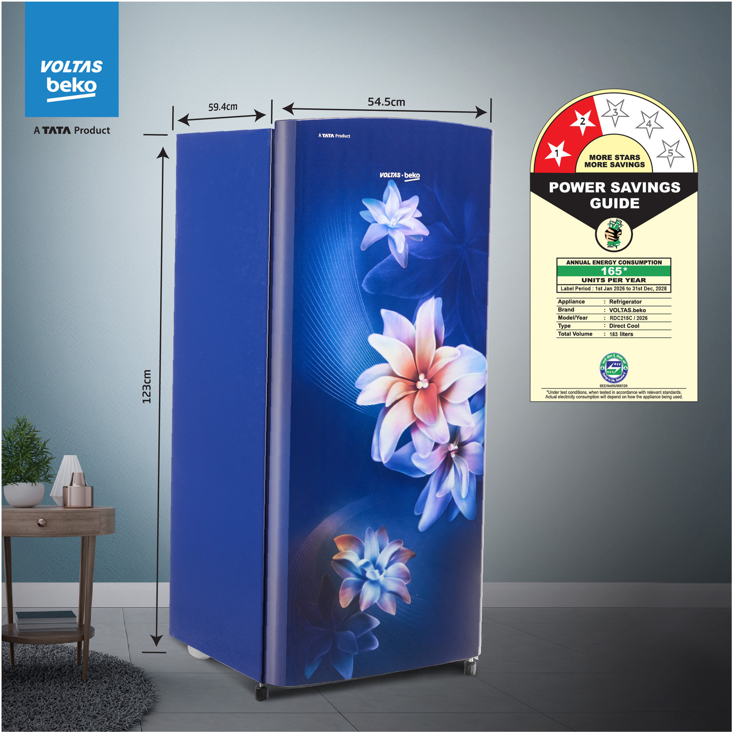Image of Voltas Beko 183 L Direct Cool Single Door 2 Star Refrigerator