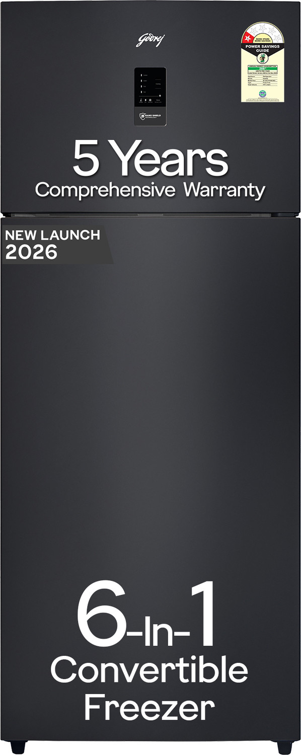 Image of Godrej 415 L Frost Free Double Door 1 Star Refrigerator with AI Powered 6-in-1 Freezer Convertible Advanced Control Panel 95%+ Food Surface Disinfection