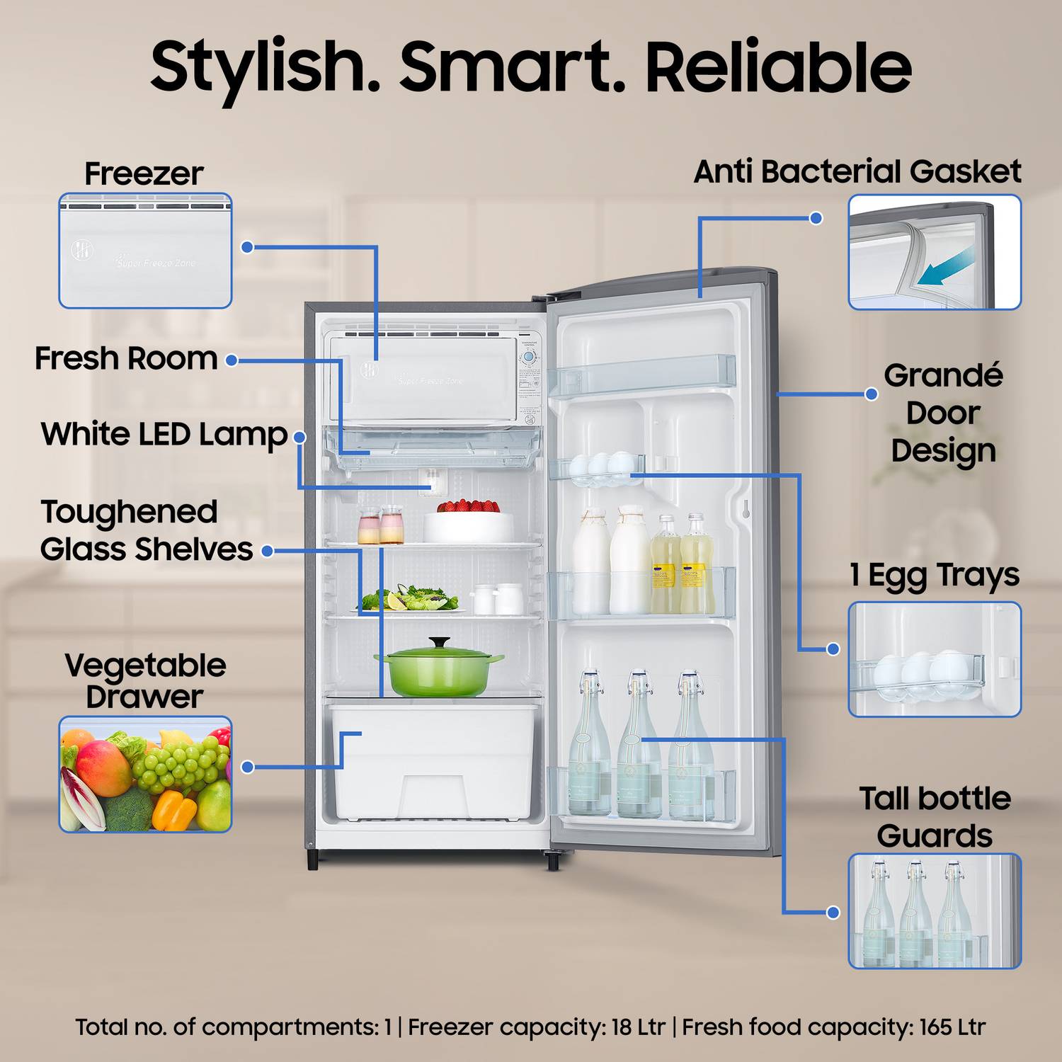 Samsung 183L Direct Cool Single Door Refrigerator - Image 5