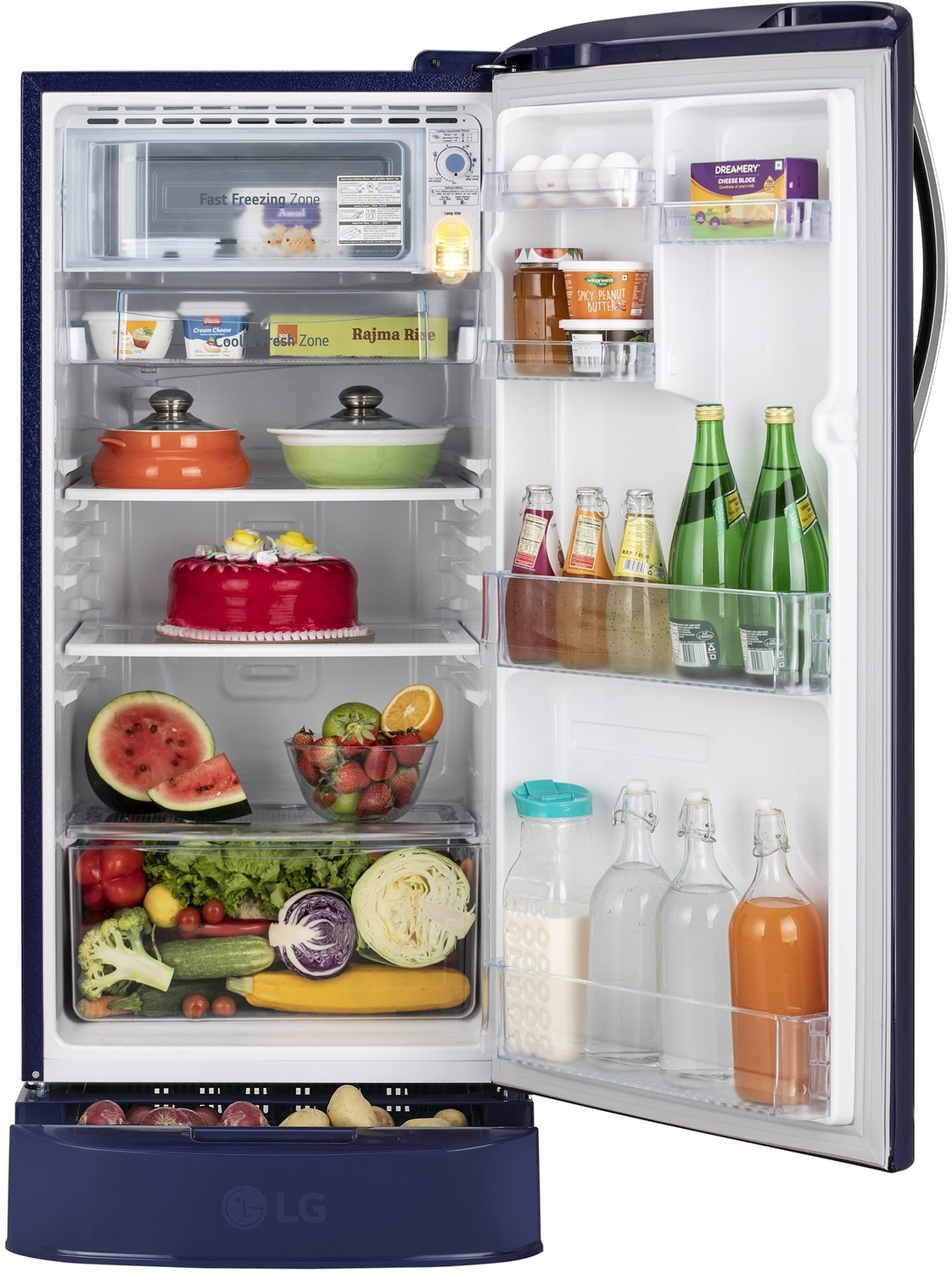 Image of LG 185 L Direct Cool Single Door 5 Star Refrigerator with Base Drawer with Smart Inverter Compressor, Moist N Fresh, Auto Smart Connect, Fast Ice Making