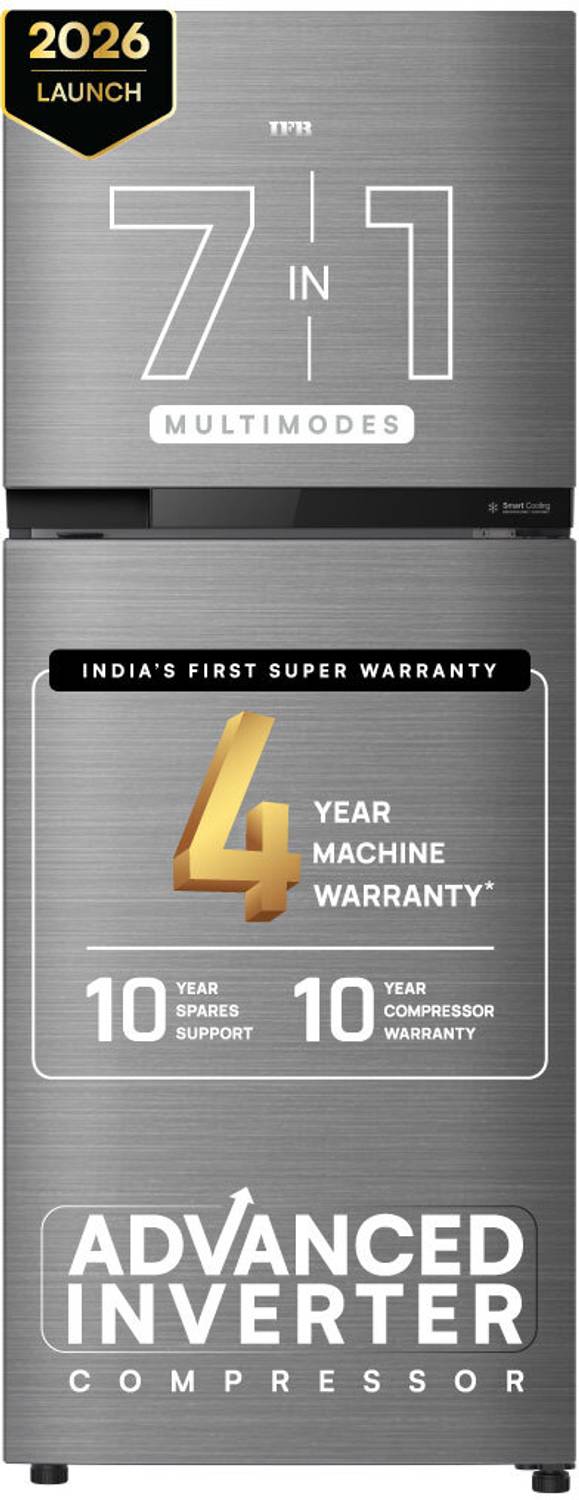 IFB 241 L Frost Free Double Door 2 Star Refrigerator with 7-in-1 Multi Mode, 30 Hrs Cooling Retention, Big Vegetable Box with Humidity Controller (30 Days Fresh), XL Bottle Bin, Advanced Inverter Compressor & 4 Year Super Warranty