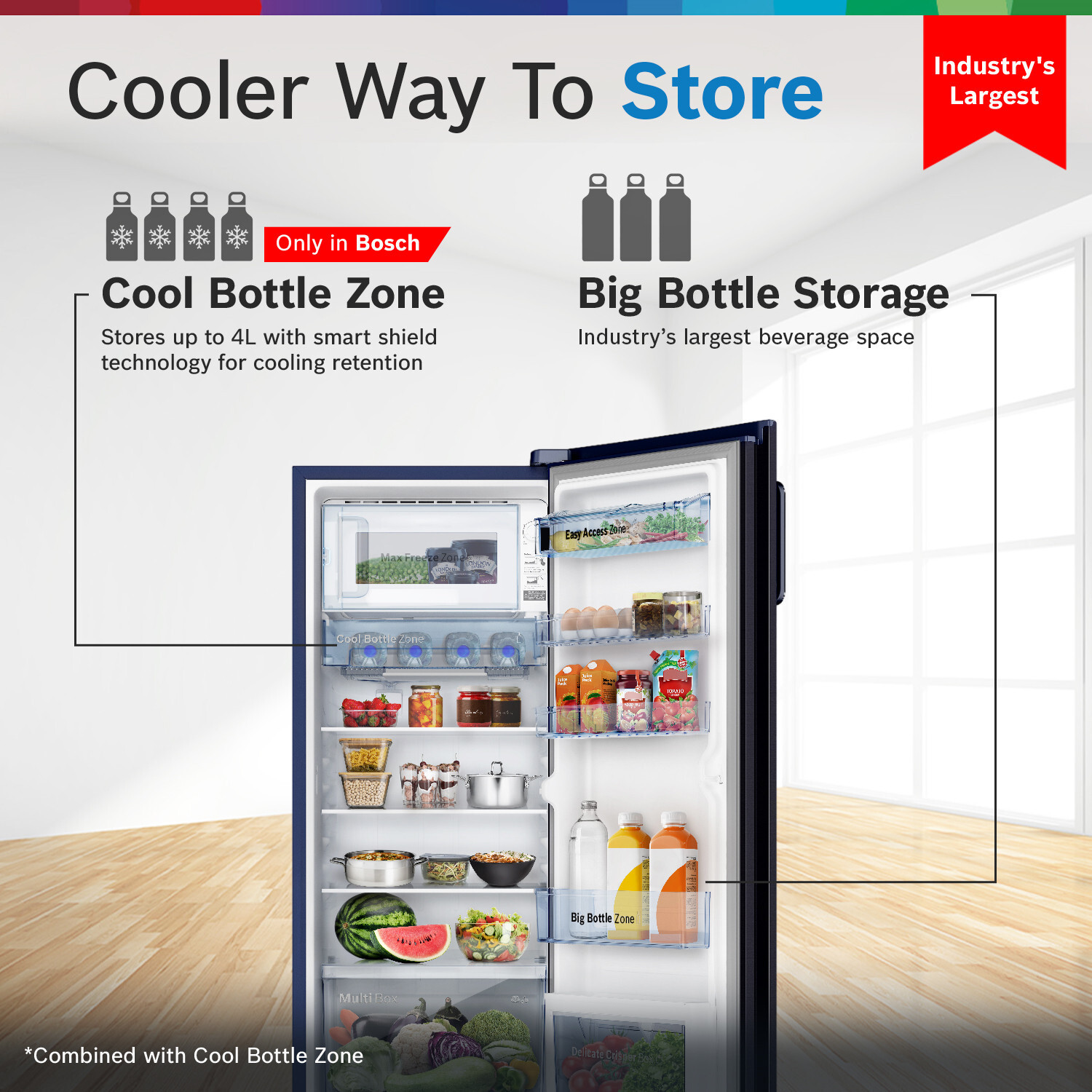 Image of BOSCH 226 L Direct Cool Single Door 4 Star Refrigerator with Base Drawer with Industrys largest vegetable box 18 Hour Cooling Retention during powercut, 2.5x Faster Cooling, Smart inverter compressor
